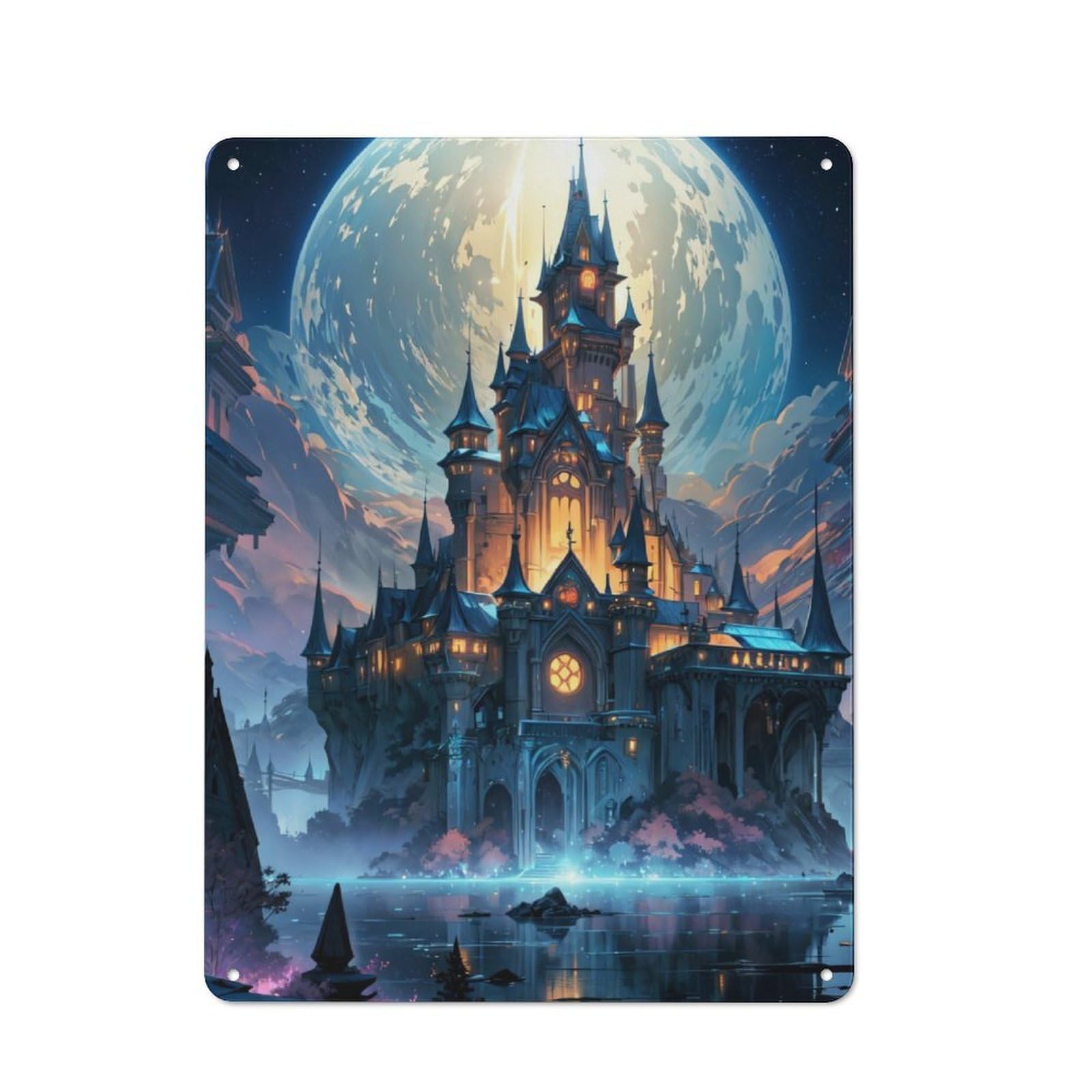 Fantasy Spooky Castle Decorative Metal Plaque for Bar Wall, Pub Room And Party Space, Gift for Friends, Dad Or Home Bar Owners, 40x30cm