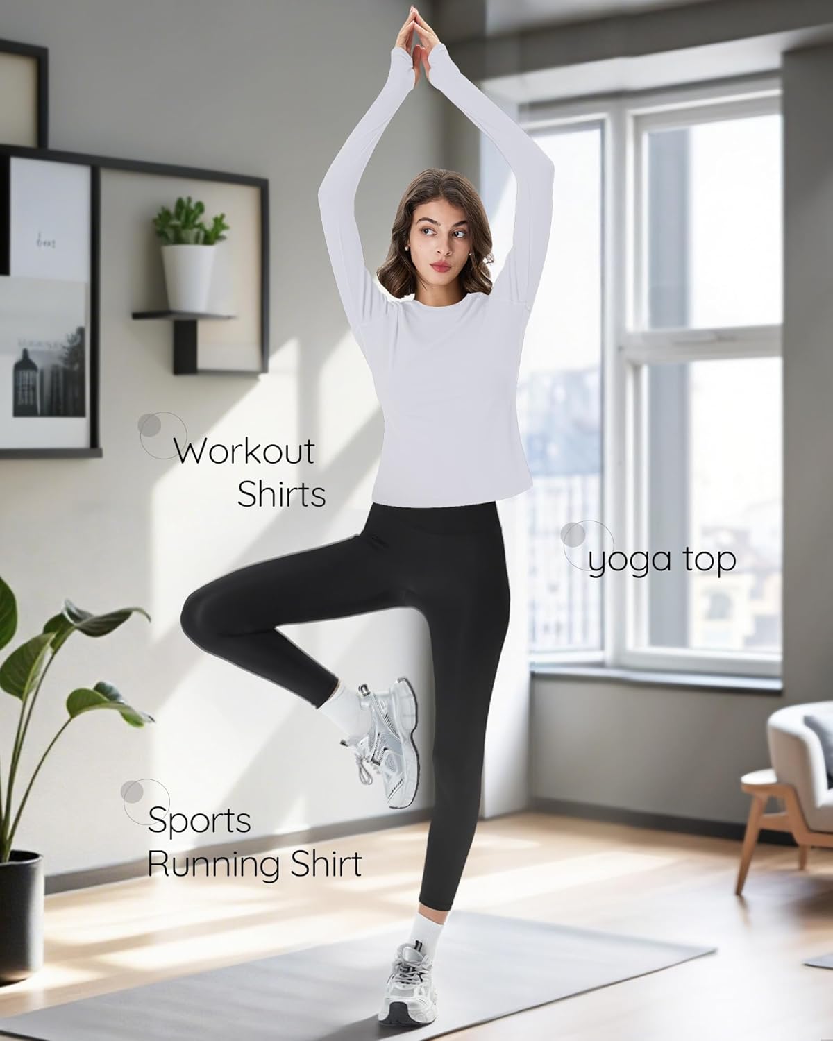 4 Pack Women's Seamless Workout Shirts Long Sleeve Yoga Athletic Top Thumb Holes Raglan Crewneck Sports Running Tee - Image 6