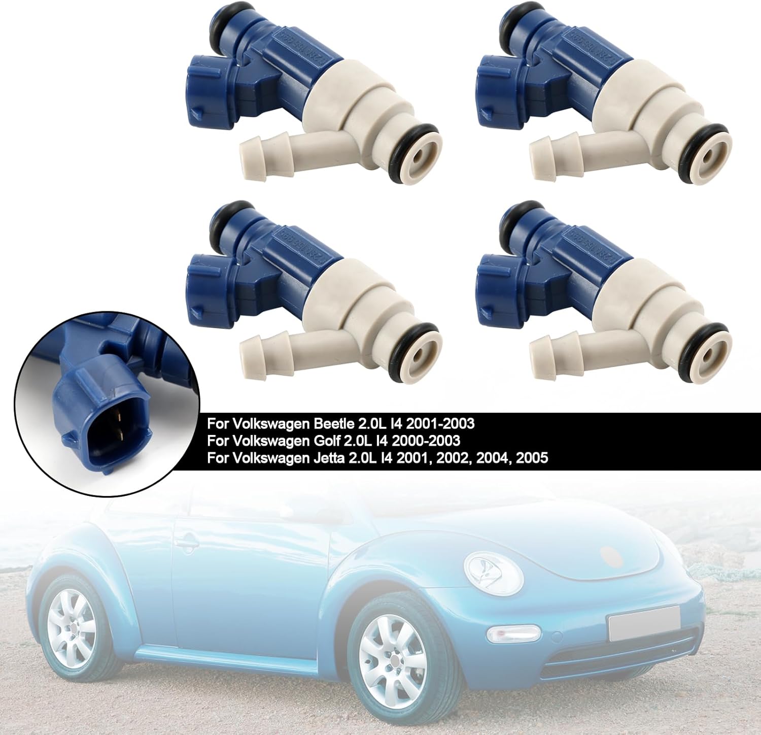 4PCS Fuel Injectors Fit For Volkswagen 2.0L I4 Beetle 2001-2003,Golf 2000-2003,Jetta 2001-2002, 2004-2005# 06A906031AC, 0280156240, 06A906031CB, 0280155995, 852-18103,MP267-4PACK