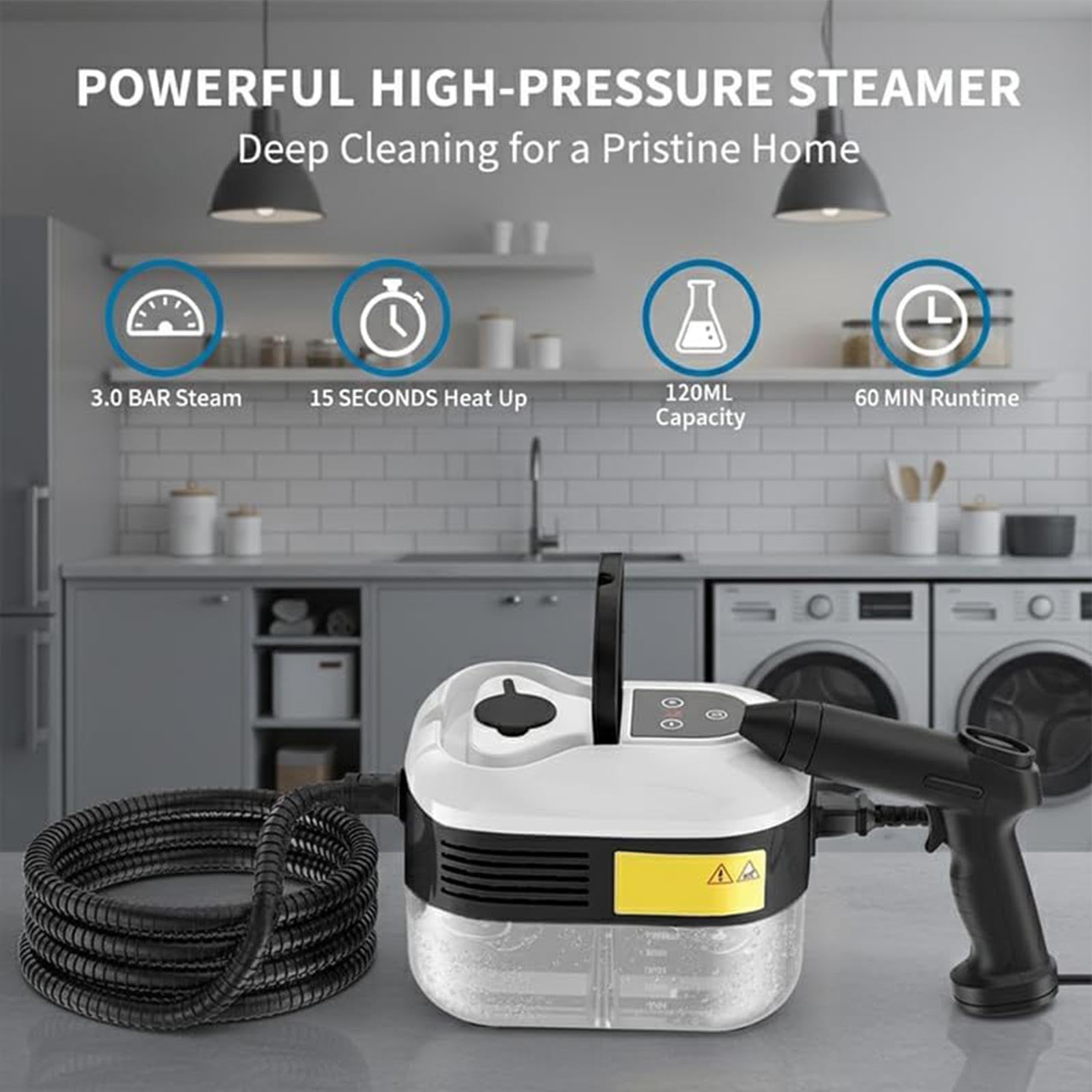 Limpiador A Vapor Portátil 2500 W Portátil 6 Niveles Ajustables | Máquina De Limpieza A Vapor Para El Baño Para Suelos Baldosas Juntas Tapicería Sofá Alfombra Muebles Ventana Detallado De