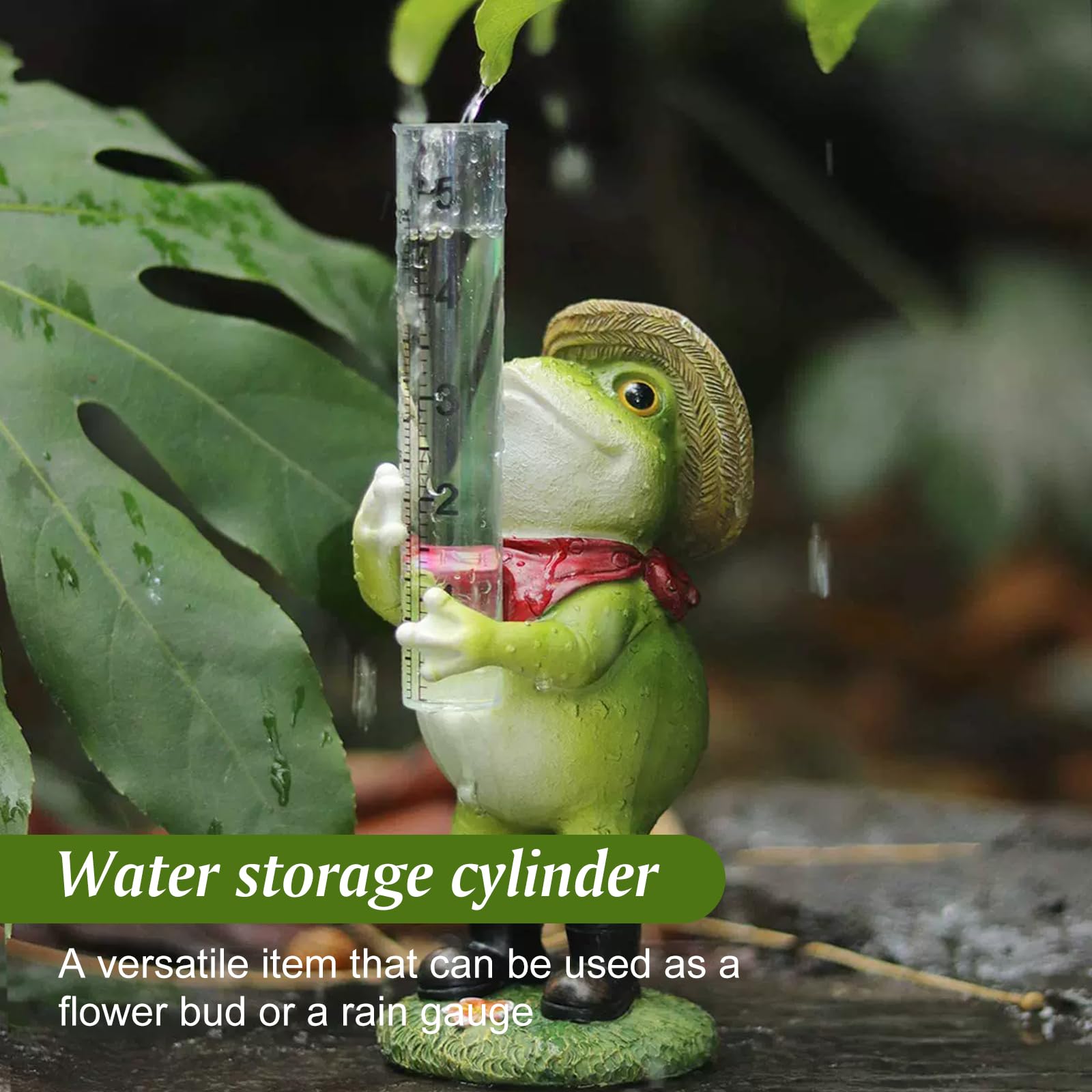 Pluviomètre de jardin grenouille – Pluviomètre de jardin avec verre doseur en verre, verre doseur de pluie, compteur d'eau de jardin, compteur d'eau de jardin, cadeau pour les amateurs de