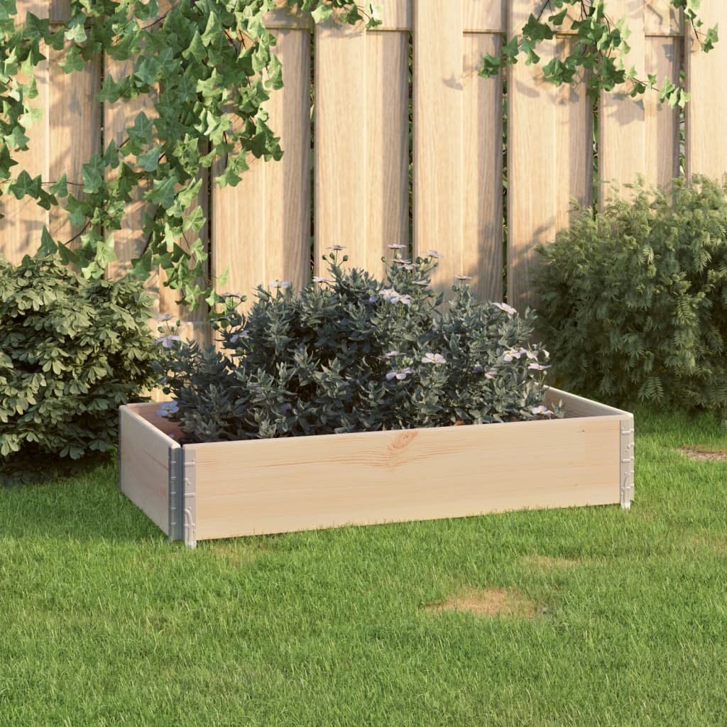 Podwyższona grządka z litego drewna sosnowego, 50 x 100 x 19 cm, możliwość układania w stos i składana, z ocynkowanymi metalowymi narożnikami, idealna jako donica na rośliny, doniczka na