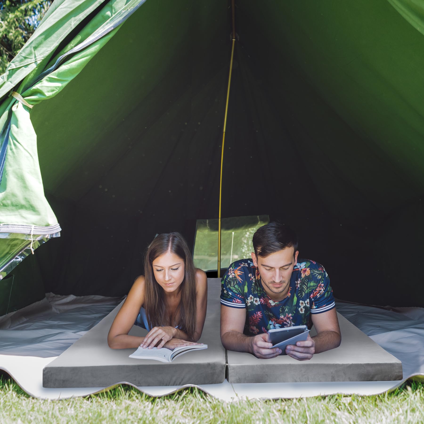 REDCAMP Foldable Memory Foam Camping Mattress, Portable Roll Up Mattress Single with Zipper, Futon Mat Sleeping Pad for Floor Car Tent Indoor Outdoor