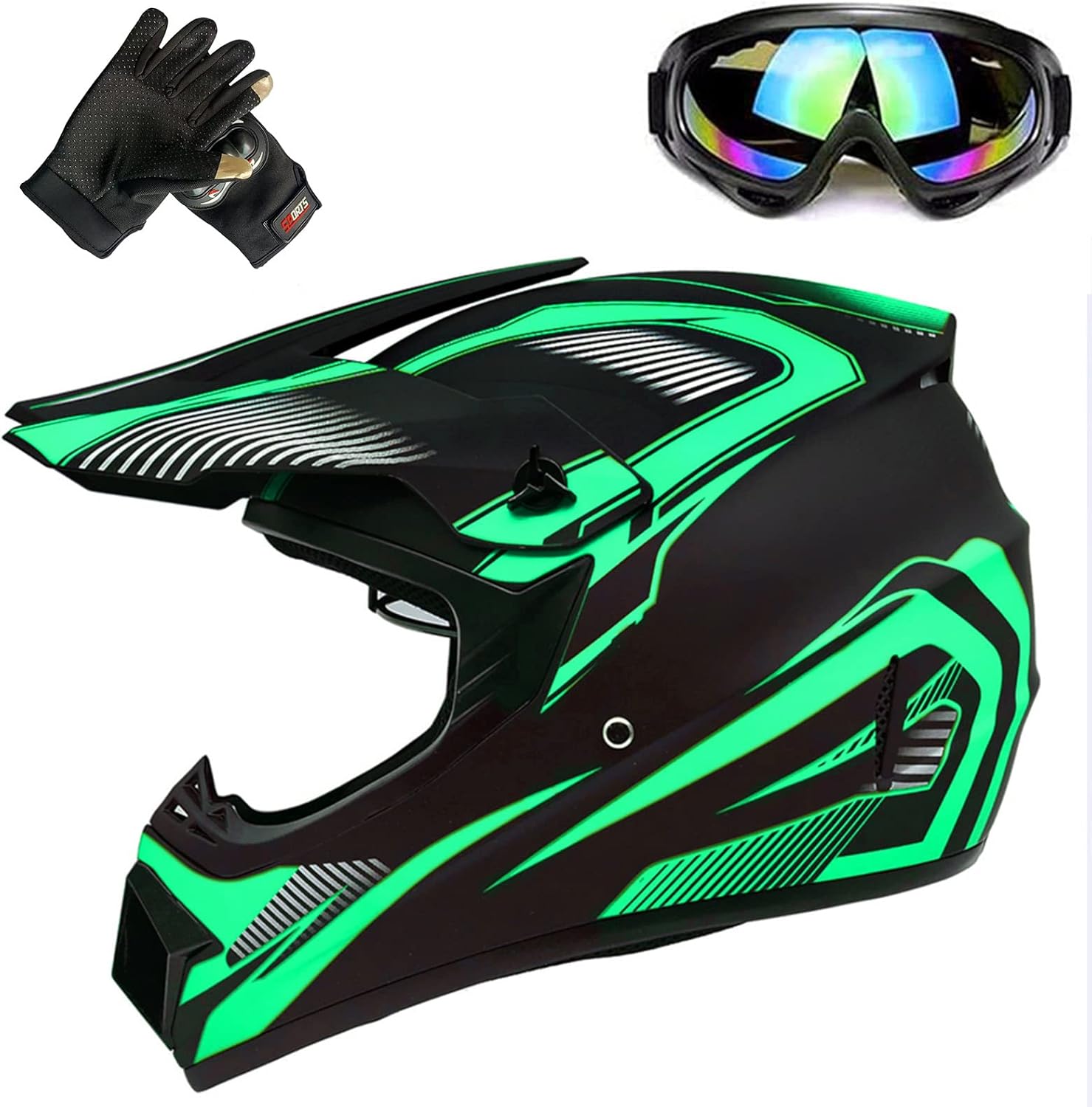 Youth Off-Road Motorcycle Helmets,Children's Helmets for Off-Road Motorcross ​and Mountain Bikes,Comfortable and Light Weight, DOT Quality Certification,Blue,S