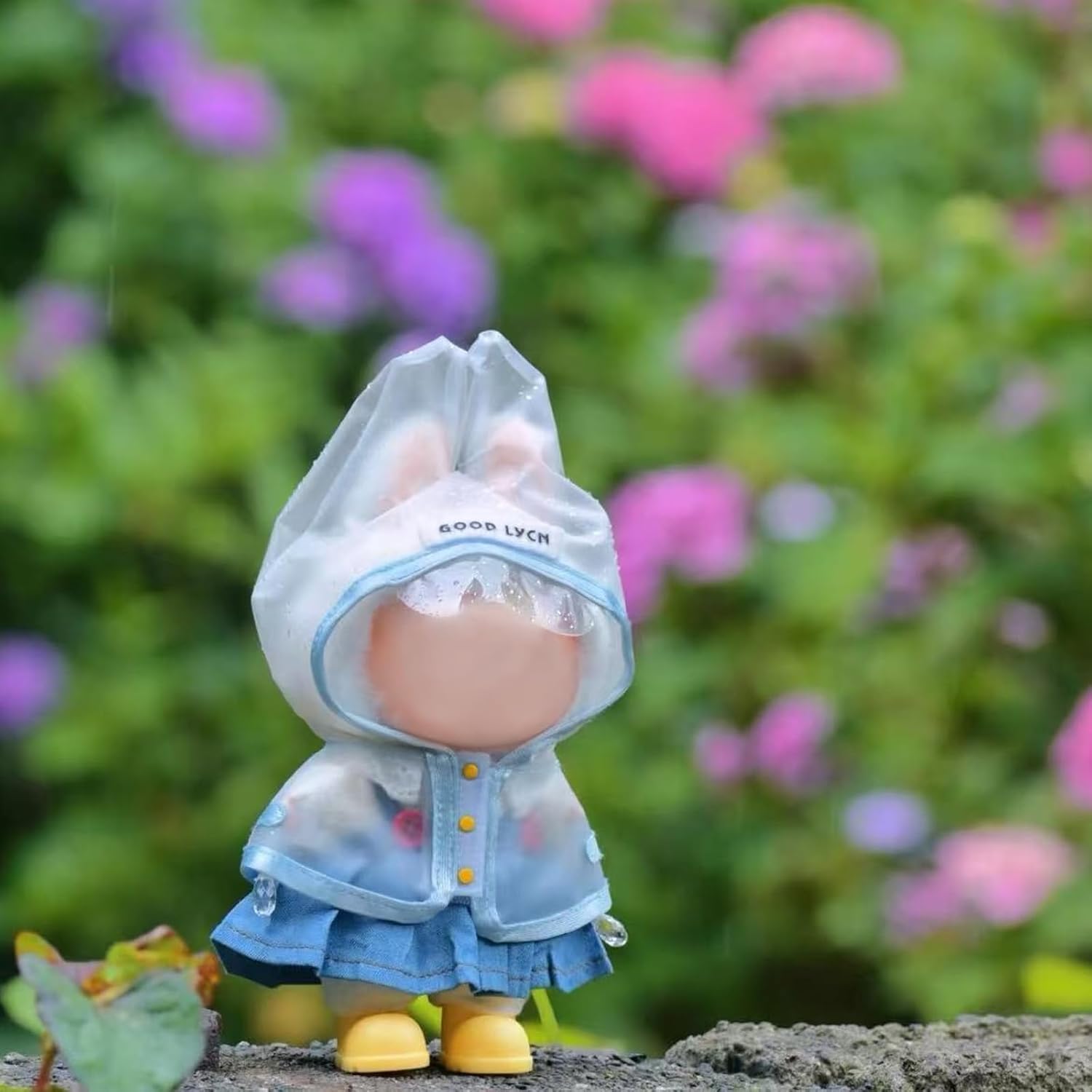Clothes for Labubu, Raincoat Outfit Set with Water-Resistant Cape & Boots Accessories Fits 17cm Dolls (Doll Not Included)