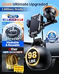 2026 Upgraded Pro Version Phone Holder for Car [Patent & Safety Certs] (Bumpy Roads Friendly) Universal Long Arm Military-Grade Strong Suction Cell Phone Mount Car Dashboard Windshield Vent,Black