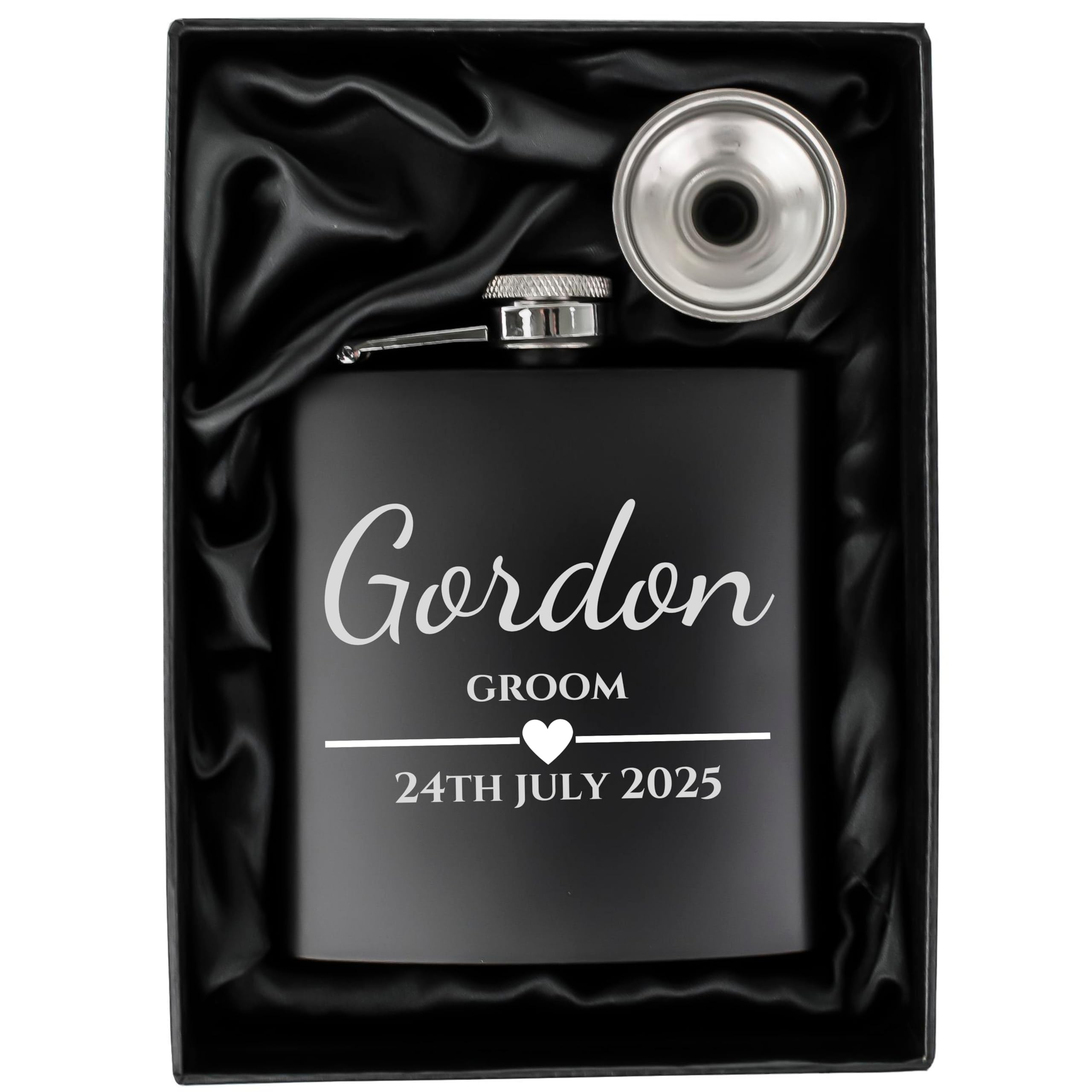 Personalized Groomsmen Hip Flask – Custom Engraved Wedding Gift for Groomsmen, Best Man, Groom | 6oz Stainless Steel Flask – Elegant Keepsake for Bachelor Parties & Weddings (Design 1)