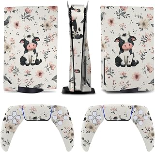 Cute Cows Flowers and Birds 5 Skin Controller Accessories Cover Skins Anime Vinyl Cover Sticker Full Set for 5 Disc Edition