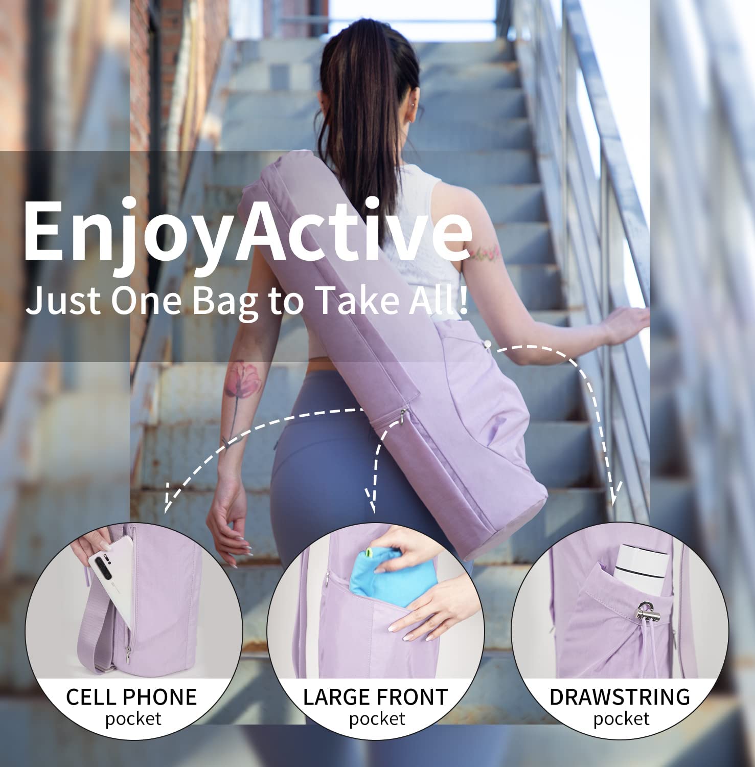 Amazon | EnjoyActive ヨガマットバッグ | プレミアム 防水 マルチ