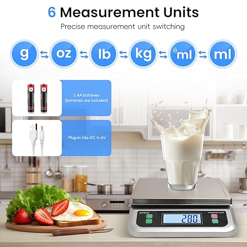 Miniatura 3 de Báscula de cocina grande de 88.2 lbs para cocina con tara y piezas Funtion 88lbs de acero inoxidable Stee Tray Báscula para hornear para cocinar con