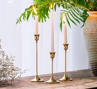 Richies Enterprises - Aluminium Metal Taper Candle Holders, Modern Decorative Centerpiece for Office Table & Room Decorati Price In India