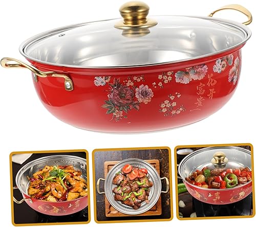 Miniatura 7 de BRIGHTFUFU Olla caliente Olla olla grande olla de cocción olla estofadora con tapa utensilios de cocina antiadherentes ollas coreanas para cocinar