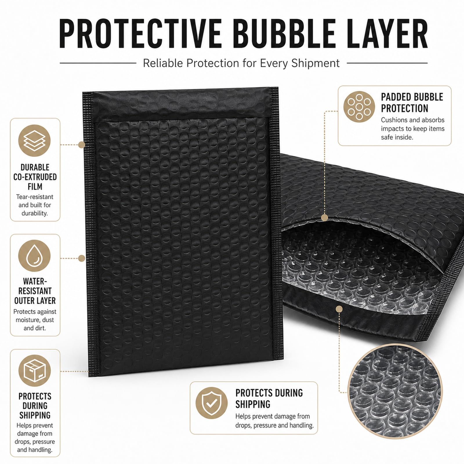 STARVAST 30 Pcs Enveloppes à Bulles, Enveloppe Matelassée 10.5 x 15Inch / 216 x 381MM, Enveloppe Expedition Imperméable - Noir