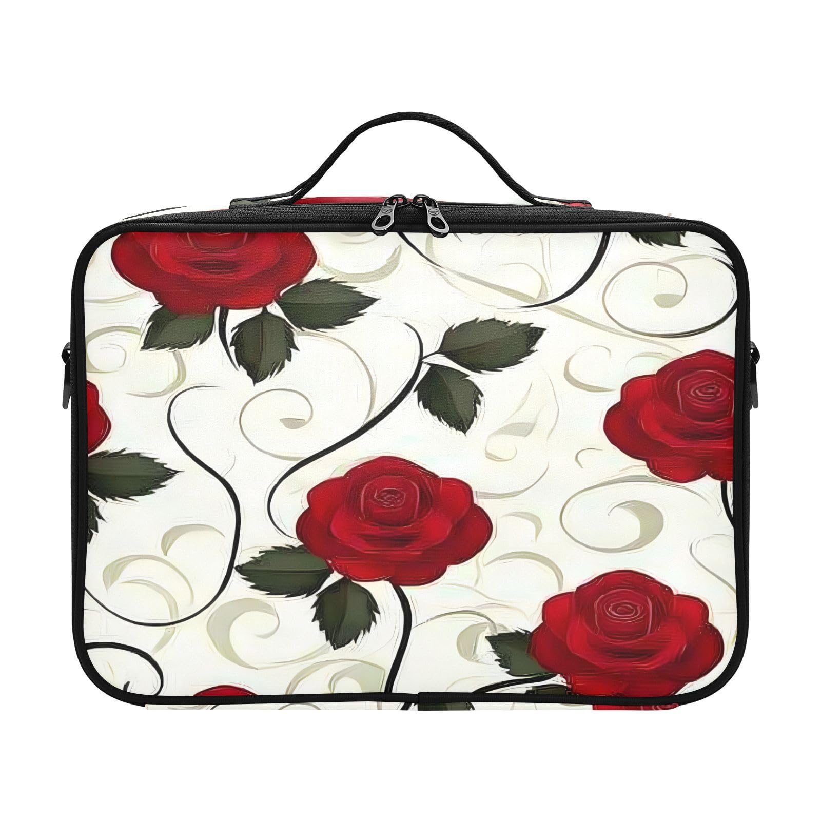 zyrtty Travel Makeup Train Case Flower Color Rose Pattern Cosmetic Organizer Portable Storage Bag with Adjustable Dividers for Cosmetics Brushes Toiletry Jewelry Digital Accessories
