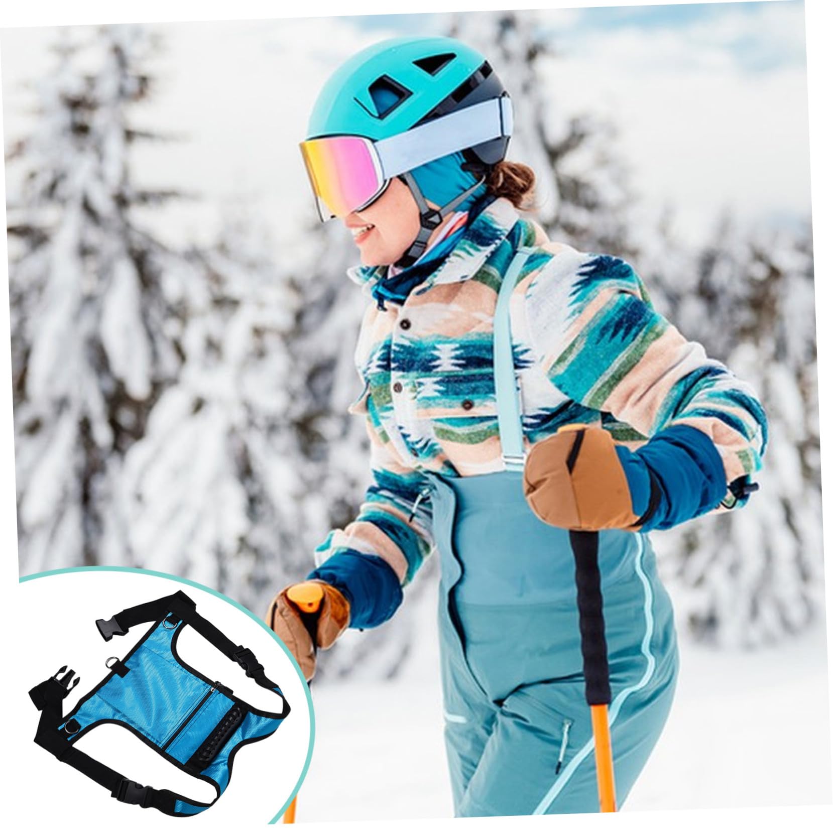 BESTonZON Imbracatura da Sci e Snowboard per Ragazzi con Tasca a Zip Regolabile Accessorio per Allenamento con Manico Traspirante e Sicurezza