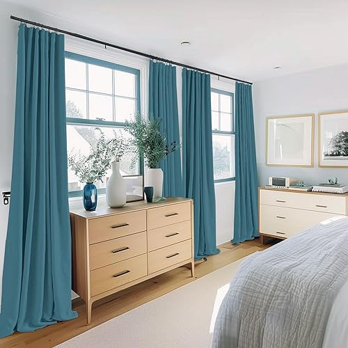 Miniatura 2 de 100% Blackout Shield Cortinas opacas de lino de 84 pulgadas de largo, juego de 2 paneles, anillos de clipcortinas opacas con bolsillo para barra,