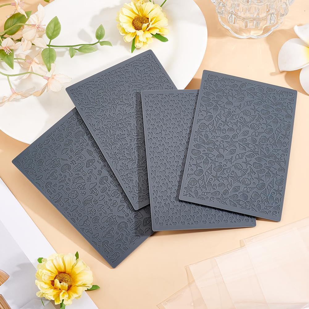 HOBBIESAY – 4 Feuilles Texture Argile Polymère (Tournesol, Feuille, Fougère, Boho) – Outils Création Bijoux