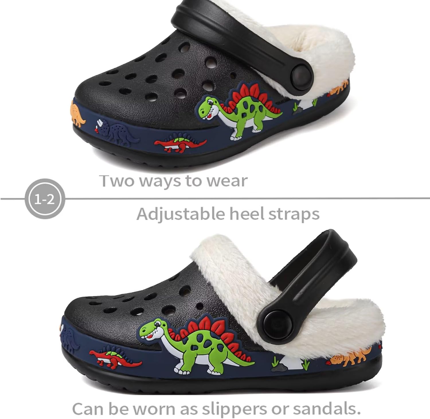 Toddler Lined Clog Slippers Winter Garden Sandals Kids House Shoes Warm Slip On Sneakers Cartoon Slides for Boys and Girls Children Indoor Outdoor - Image 2