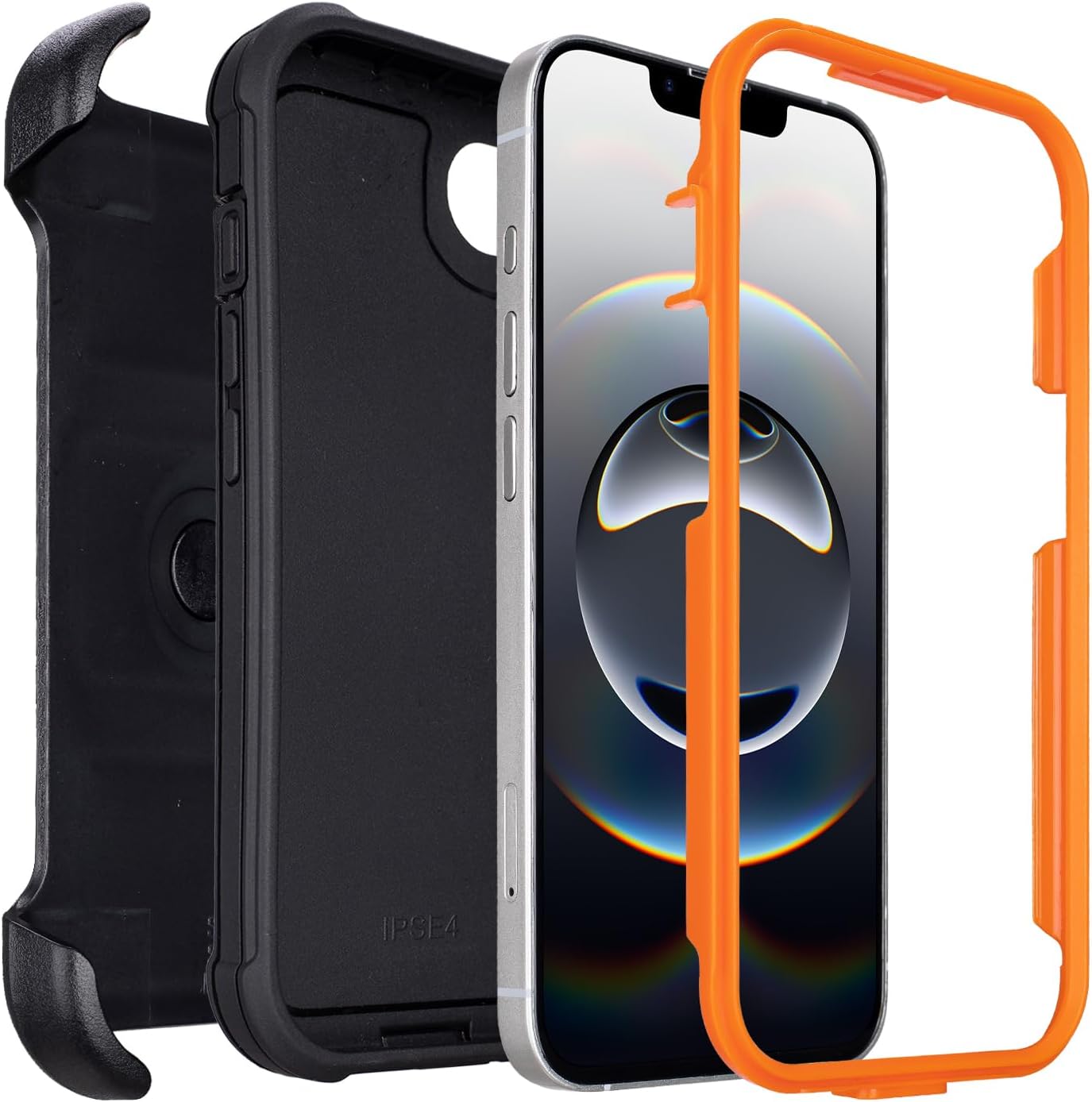 for Defender Phone Case iPhone 16 e Case with Belt Clip, for Shockproof iPhone 16e PhoneCase Rugged, 2 Layers of Sturdy for iPhone16e Cases Heavy Duty, Military-Grade Cover for 16eCase Black & Orange - Image 3