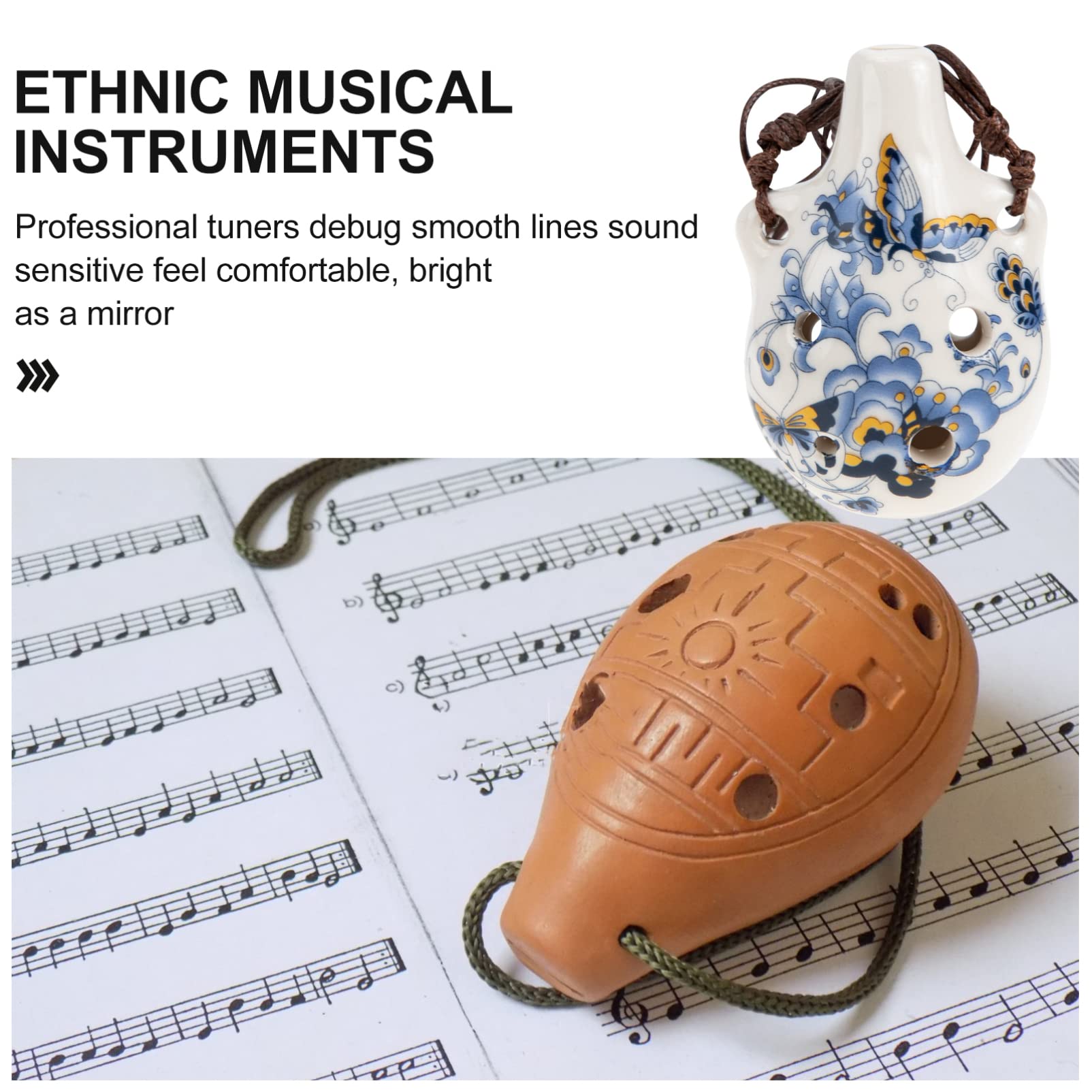 MILISTEN 6 Loch Ocarina Glazed Keramik Ocarina Instrument Alto C Anhänger Ocarina Halskette Flöte Weinflasche Stil China Blau für Kinder Erwachsene Anfänger (Schmetterling)