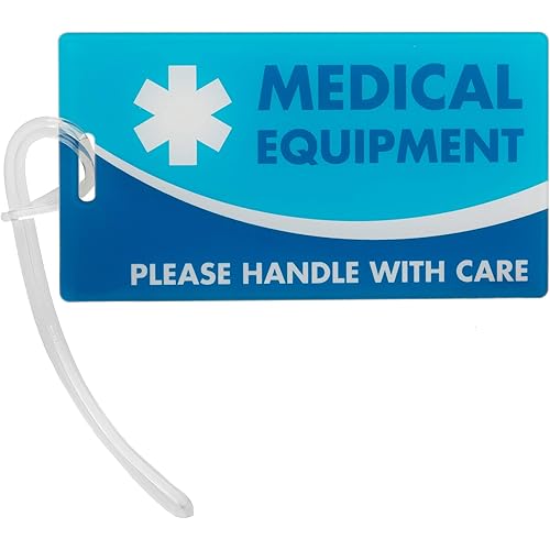 Medical Equipment ID Identification Luggage Tag | Blue | Medical Alert | Carry-On Respiratory Devices | Travel Supplies | Bag Tag | Luggage Gift