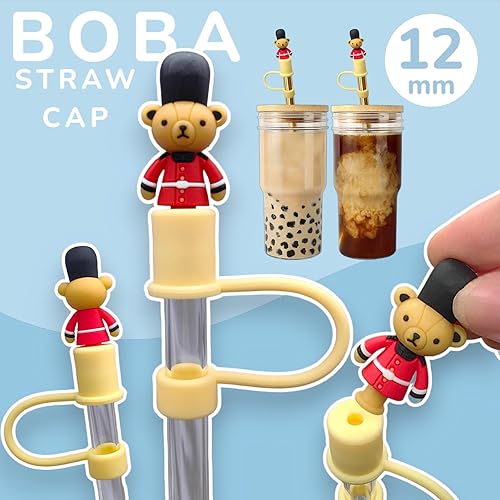 Miniatura 3 de 3 tapas de popote de varios tamaños, 0.472 in, tapas de paja Boba jumbo para popotes anchos de batido, cubierta de popote Stanley Cup de 0.394