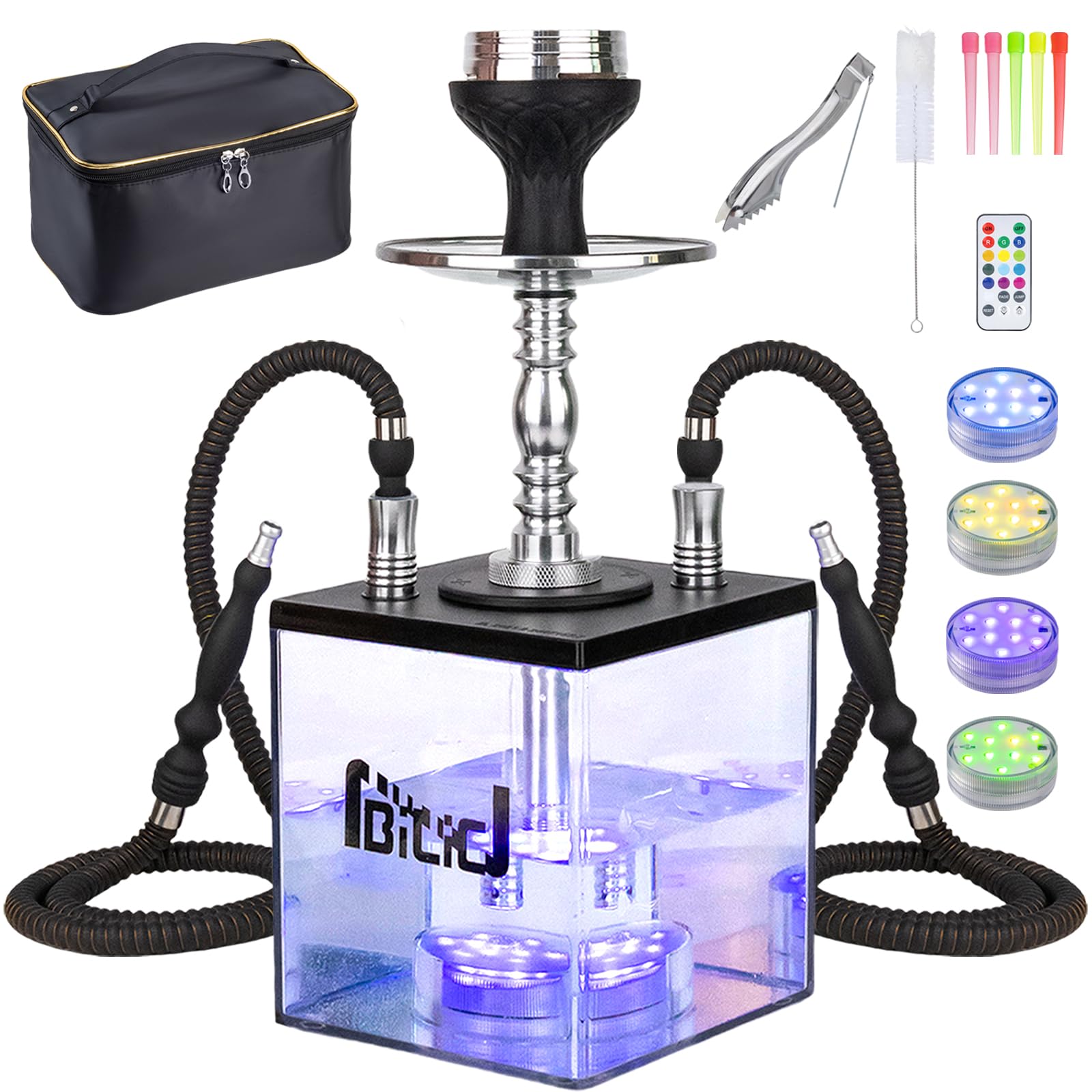 2 Hose Hookah Set - Portable Hookah Set with Everything Included - Durable Hookah Machine for Easy Setup