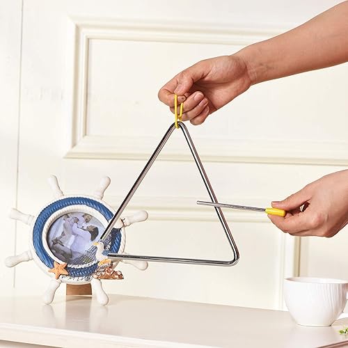 Miniatura 7 de Instrumento de percusión de triángulo de acero musical de 8 pulgadas con delantero