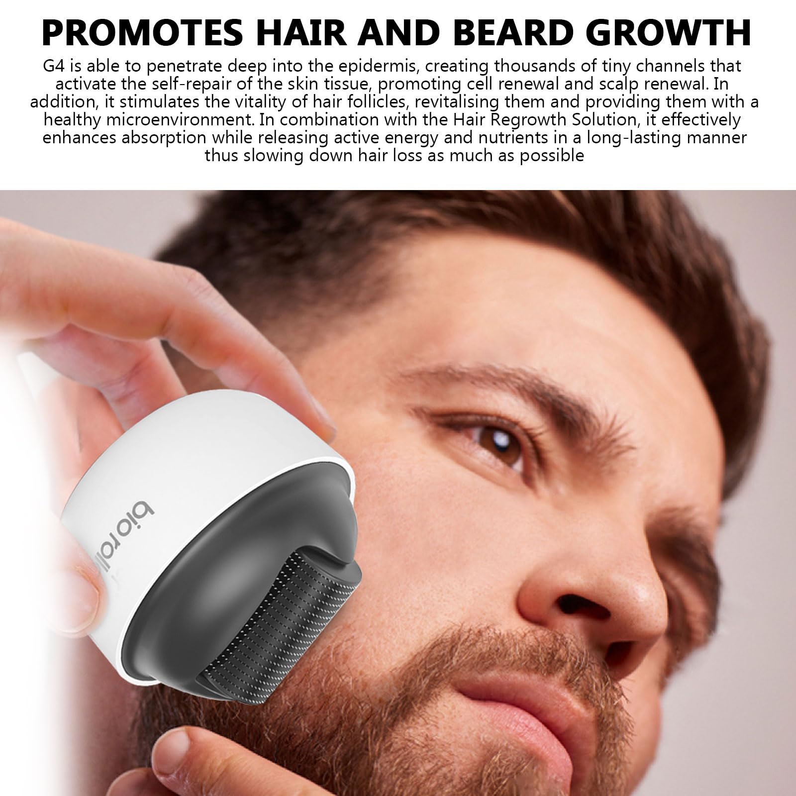 Derma Roller, Dermaroller Cheveux 0.5 mm, Dermaroller Barbe avec 1200 Aiguilles Micro-Aiguilles, Roller Cheveux Repousse, Pousse Barbe, Microneedling Visage, Beard Roller, Massage Cheveux