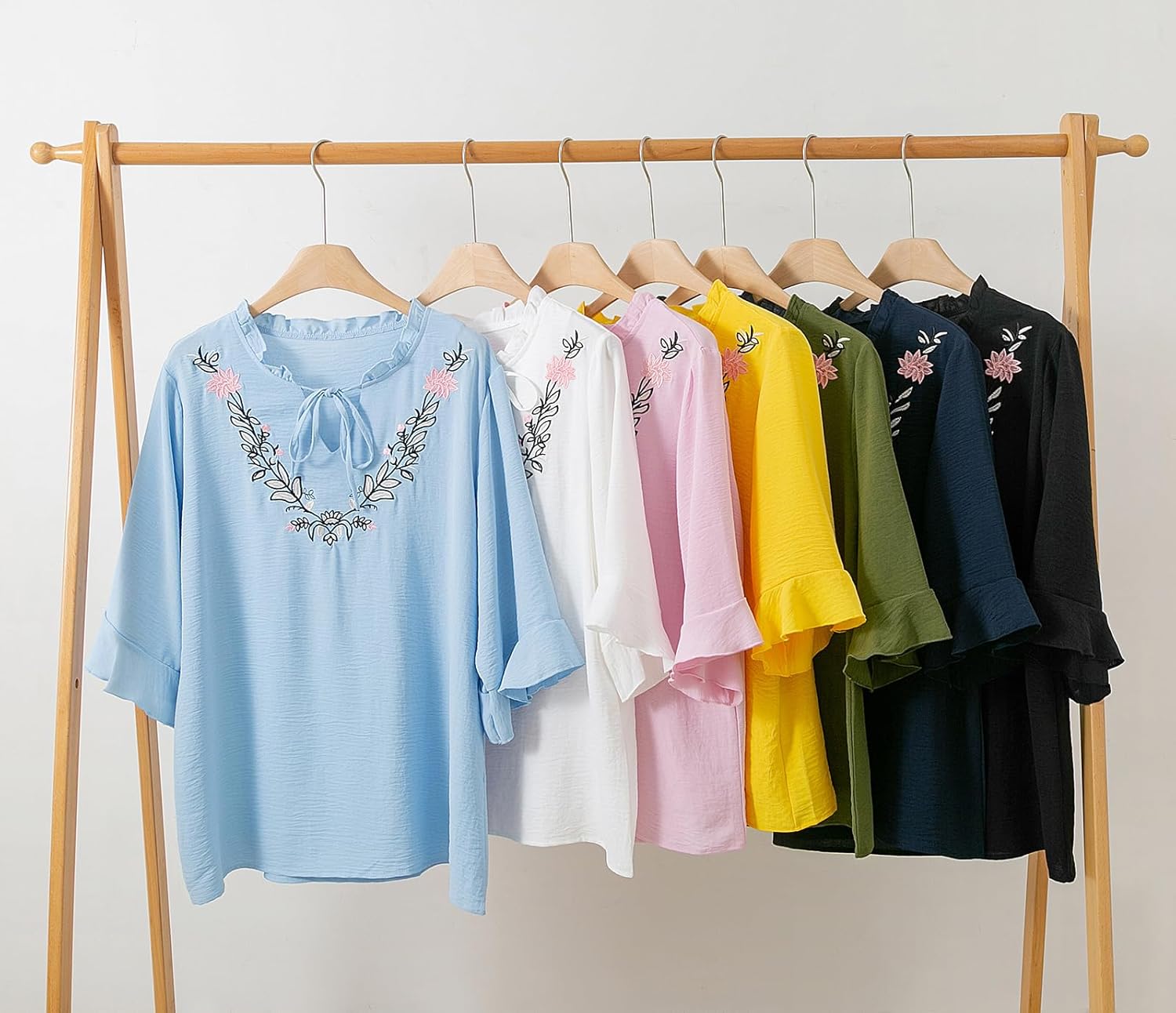 Womens Summer Tops 3 4 Sleeve Women Blouses Casual Boho Top Spring Floral Short Sleeve Shirts Vacation - Image 5