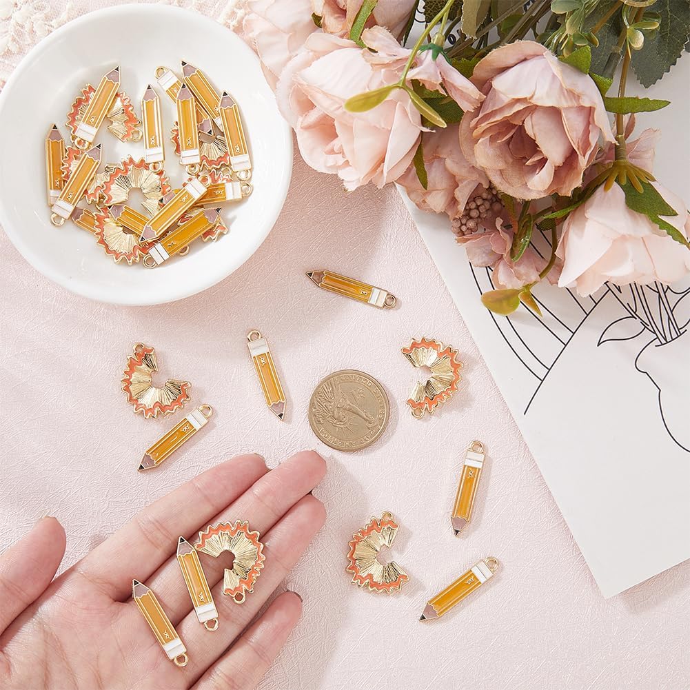 40Pcs Enamel Pencil Charms Teacher School Charm Bulk Back to School Pendants for Jewelry Making DIY Necklaces Supplies Earrings Bracelets Keychains Craft Teacher's Day Accessory - Image 3