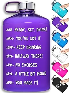 HydroMATE Large Gallon 128 oz Motivational Water Bottle with Handle and Time Marker Reusable BPA Free Jug Times Marked to Ensure You Drink More Water Throughout The Day Hydro MATE 128oz
