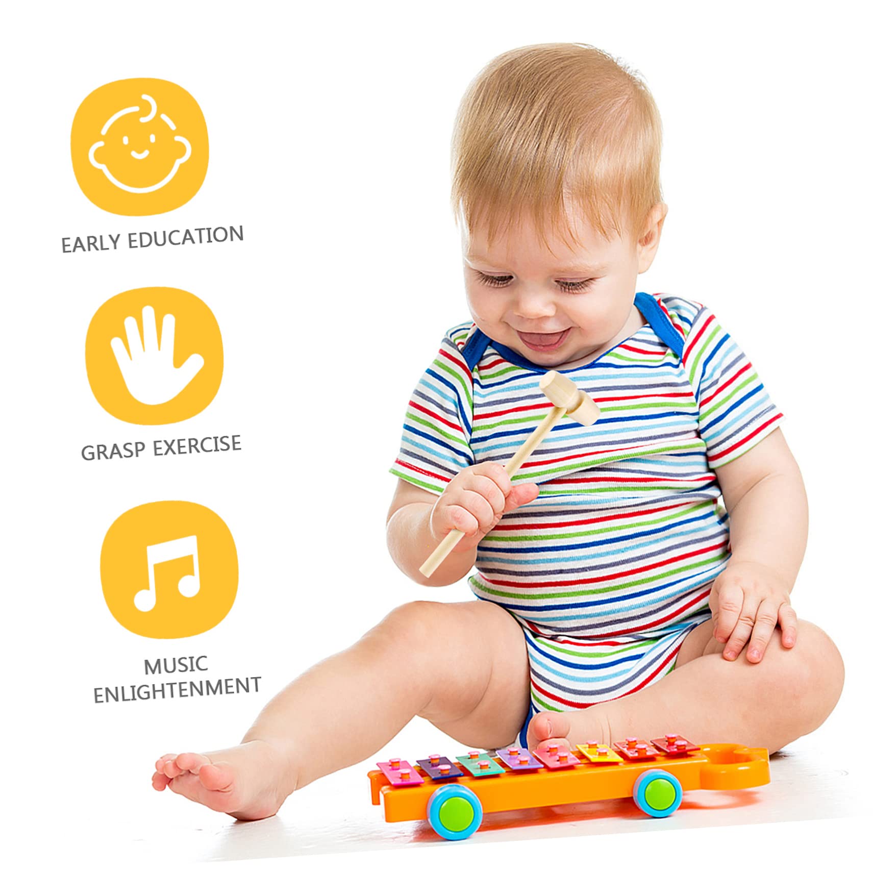 BESPORTBLE 9pcs Wooden Hammers Safe Beating Gavel Mallets for Creative Play Birthday Present for Boys Lightweight Portable Hammer Tool