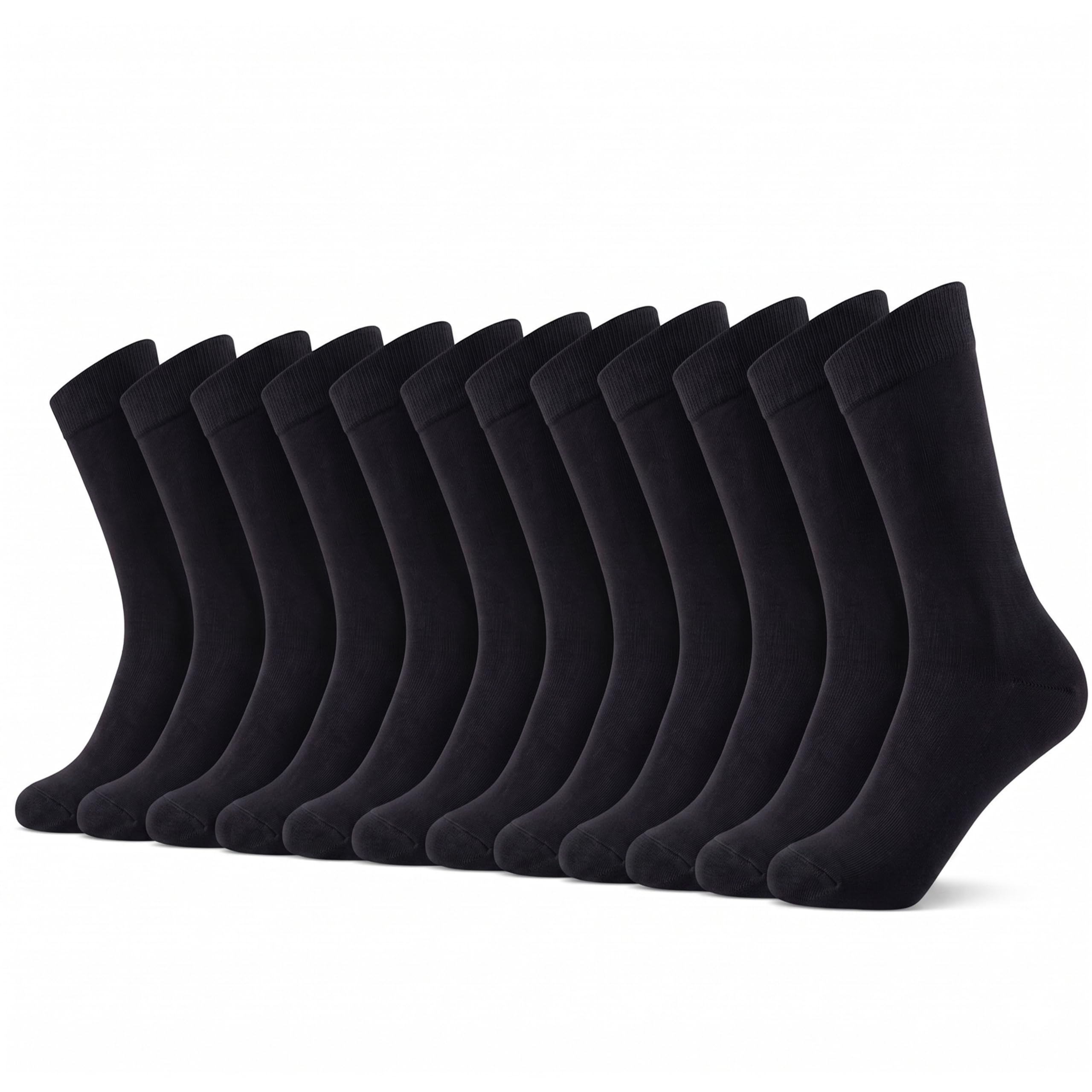 Sock Stack 12 Pairs Mens Socks Cotton Rich Design Crew Sock Suitable for Everyday Comfort and Casual Wear Size 6-11 (Plain Black)