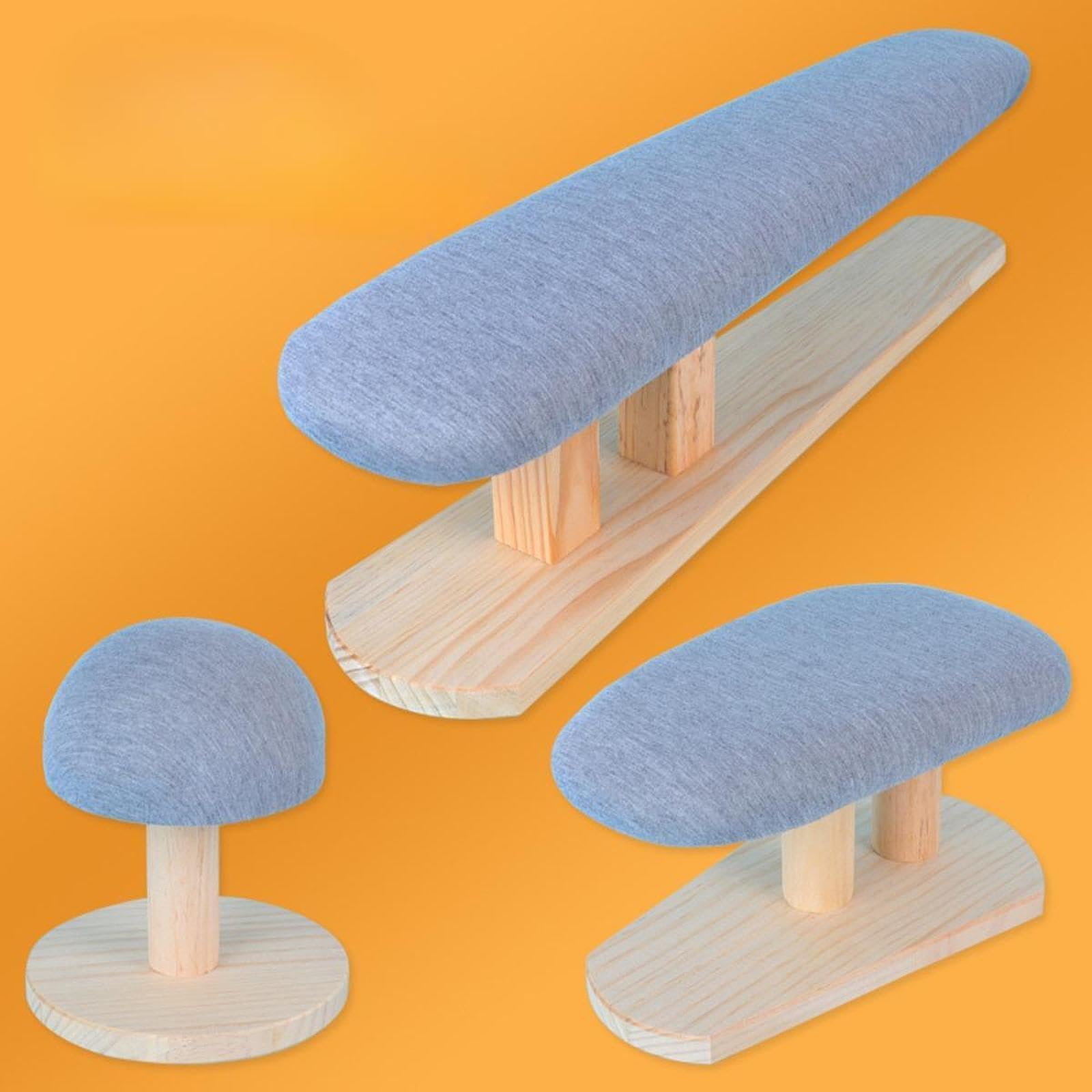 Kompaktes Bügelbrett mit Holzsockel für Wäsche Und Bastelräume, Grau 57cmx13cmx16cm