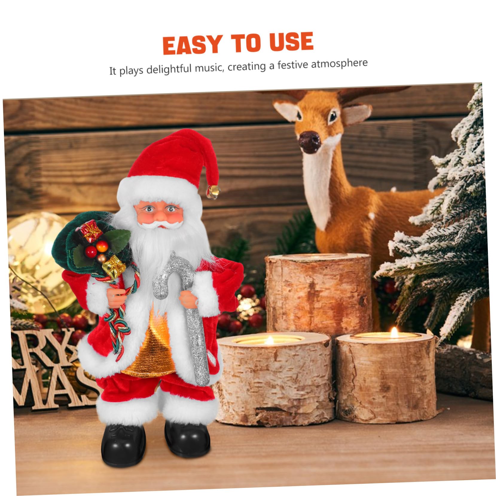 Mikinona Juguete De Papá Noel Eléctrico Adorable Adorno Navideño para Fiestas Juguete con Música para Decoración Familiar
