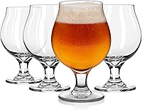 Libbey Craft Brews Classic Belgian Beer Glasses Set of 4 - 16oz Stemmed Tulip Glasses for IPA, Ale, Lager & Craft Beer