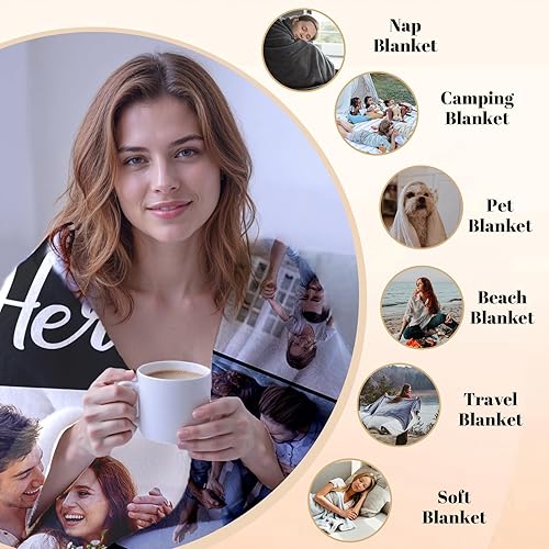 Miniatura 7 de Manta personalizada con imagen impresa en Estados Unidos, manta con fotos personalizadas, regalos de cumpleaños de Navidad, regalos personalizados