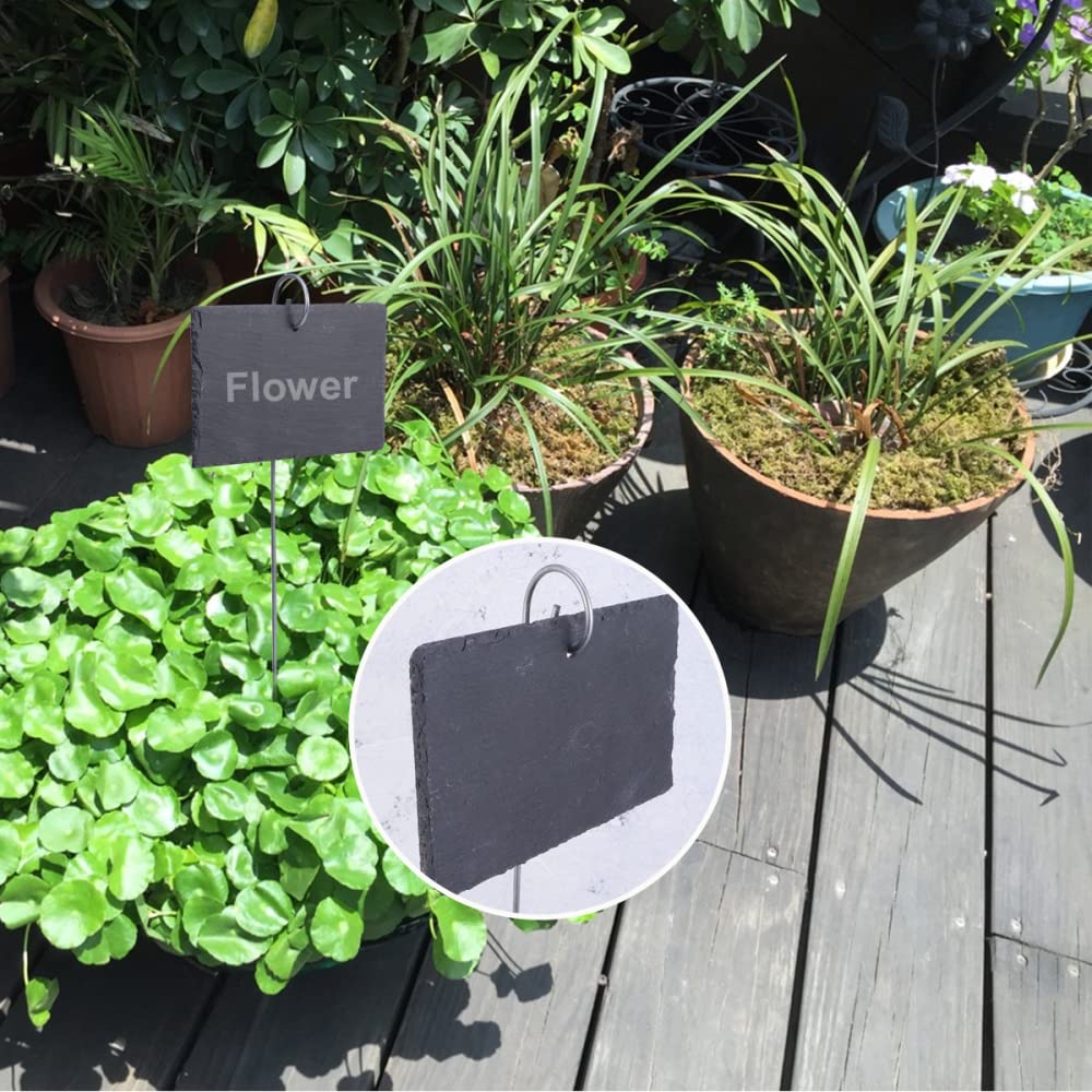 1 Set Schiefer-Gartenetiketten Pflanzenidentifikation Schild Rechteckig Pflanze Eisen Hängeetikett Farm Töpfe Blumenbeet