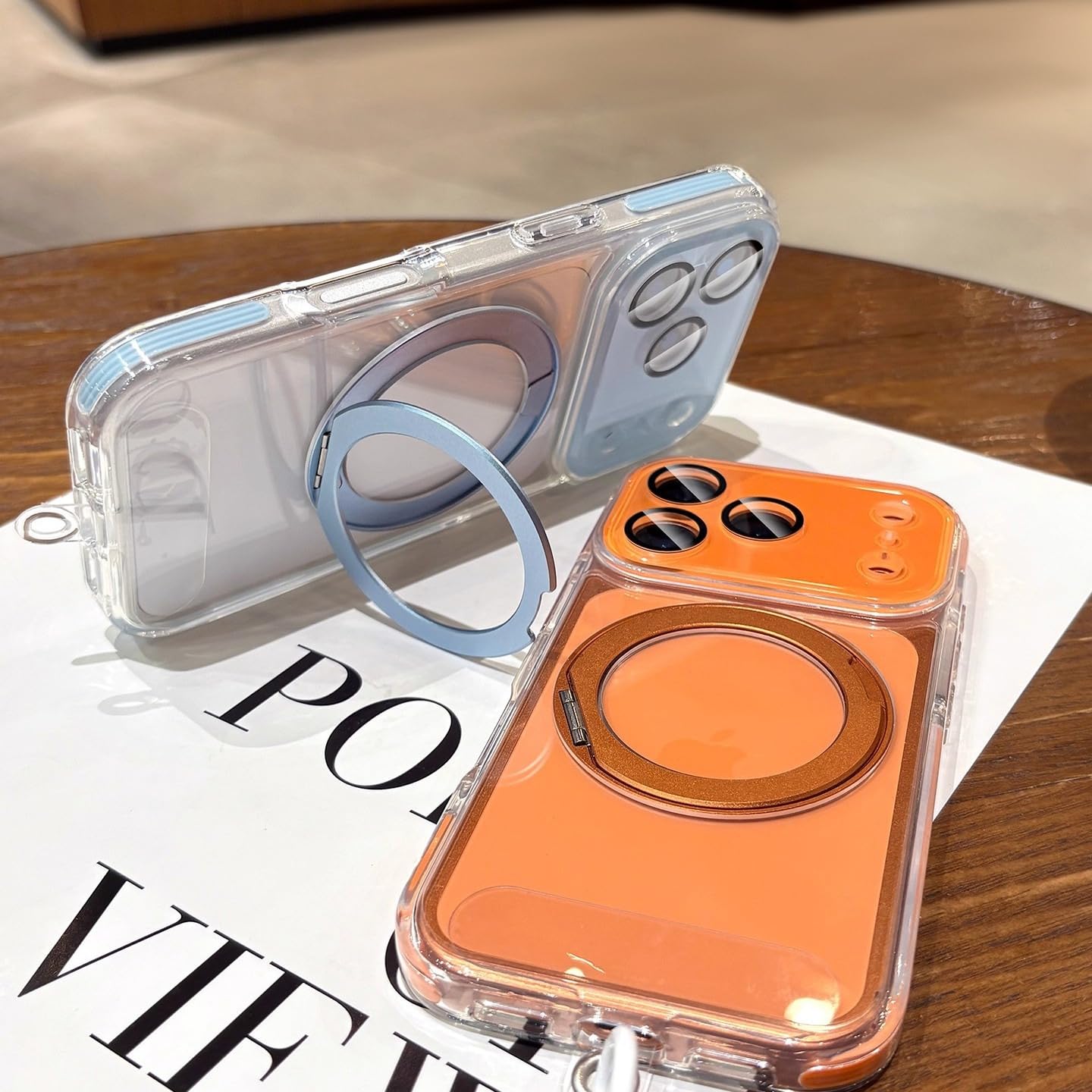 Étui magnétique Transparent Antichoc avec Support Rotatif et dragonne pour iPhone Air (Compatible iPhone Air/GS Noir)