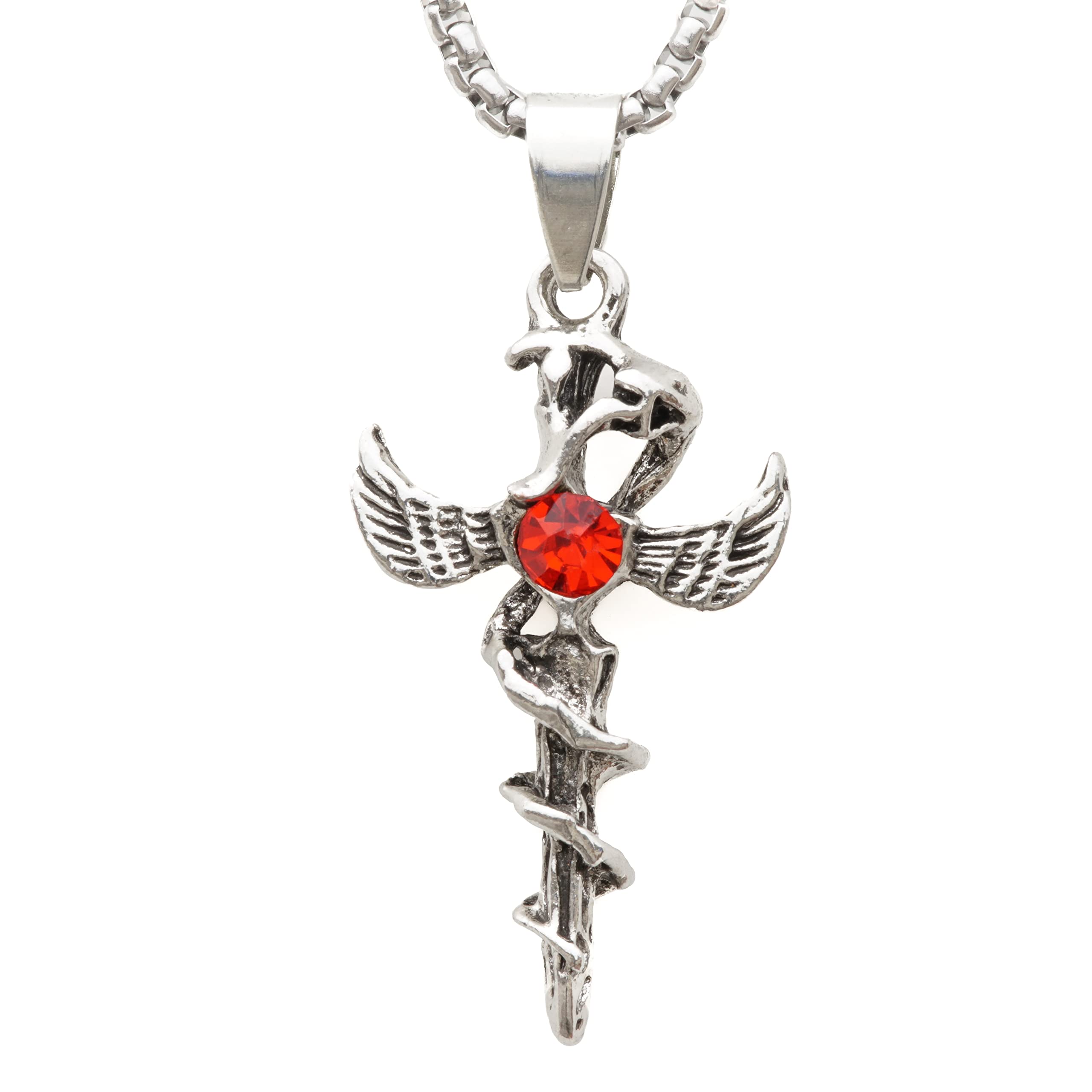 THE MEN THING SWORD OF ANGLE (RED STONE) - Alloy Pendant with Pure Stainless Steel 24inch Round Box Chain, European trending Style for Men & Boys (B0BFHHM5TF) Amazon Price History, Amazon Price Tracker