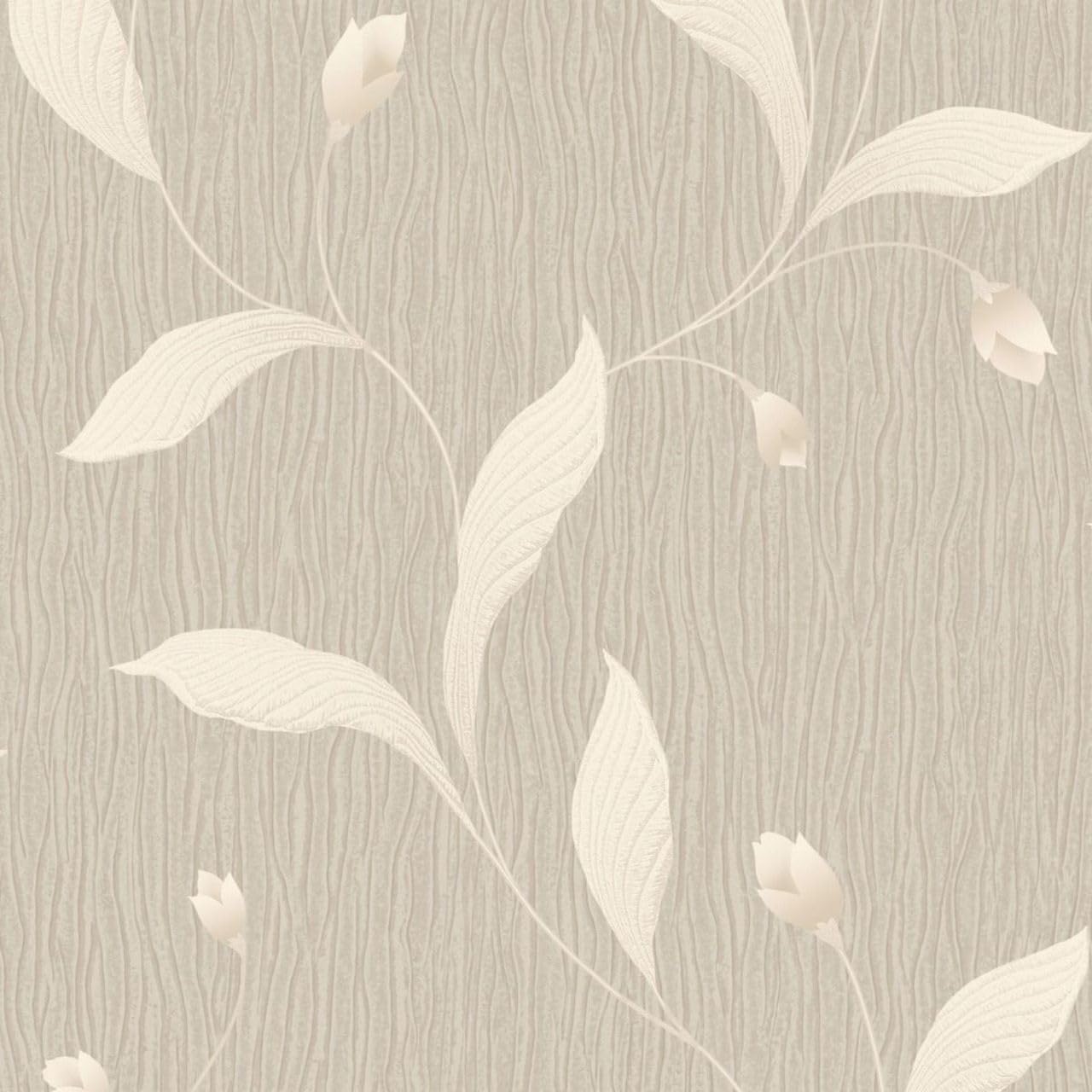 B&Q - Tiffany Floral Trail Textured Heavyweight Vinyl Wallpaper Beige  41337