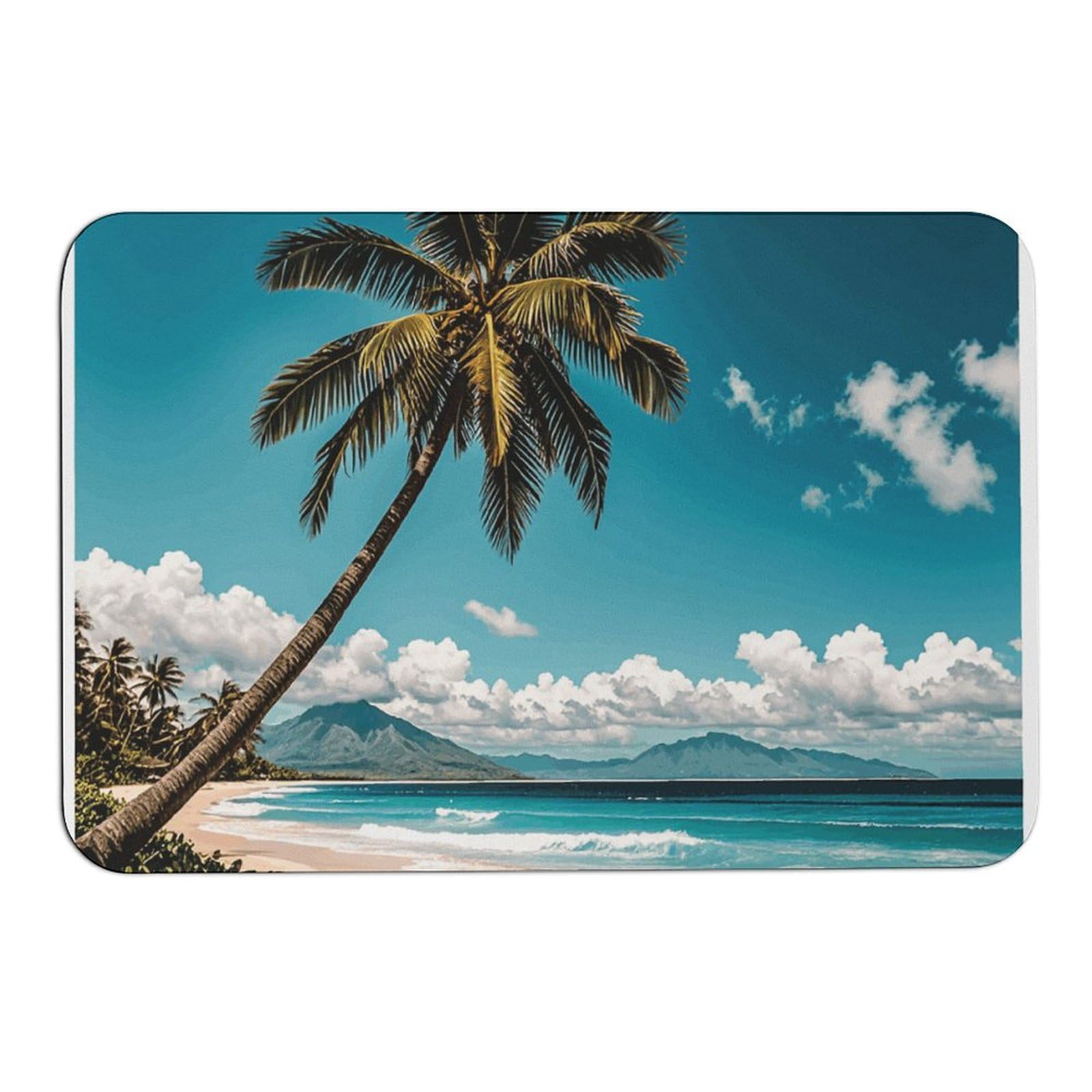 Tapis de bain antidérapant palmier hawaïen pour sécuriser la baignoire