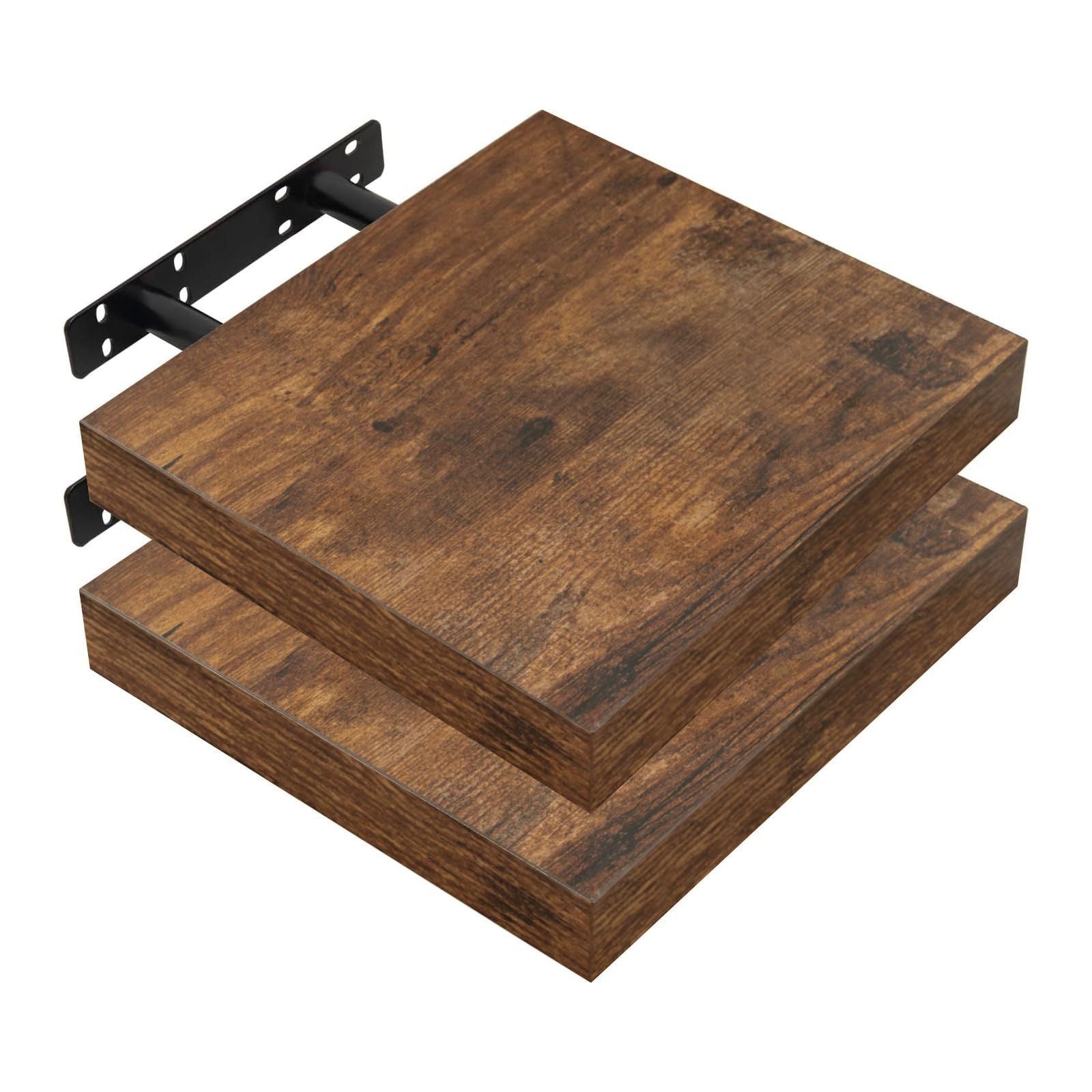 WOLTU RG9371hov-2 Wandplank, boekenplank, planken, voor decoratieve wandplanken van MDF-hout, set van 2 hangplanken, vintage bruin, 30 x 22,9 x 3,8 cm