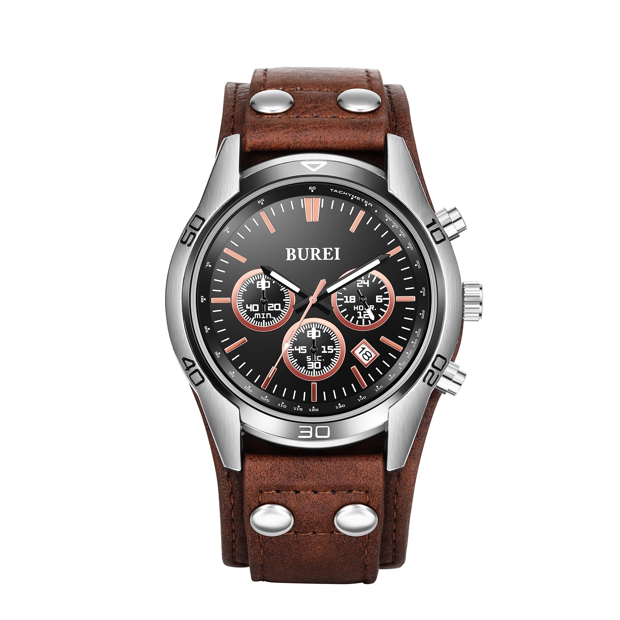 Men's Analog Quartz Chronograph Watch, Waterproof, Large Face, Business Sport Design