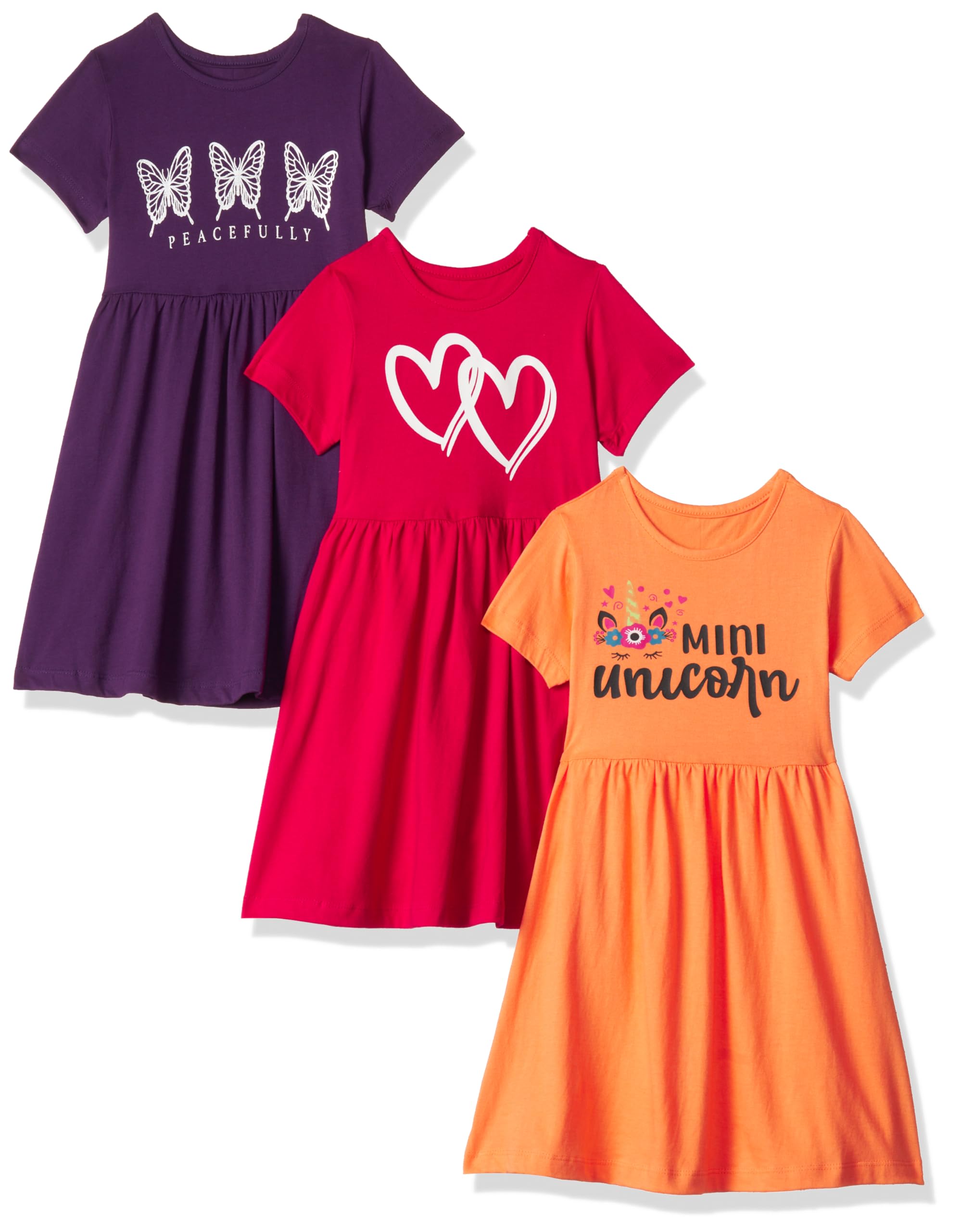 T2FGirls Printed Cotton Casual Knee-Length Dress(Pack of 3)