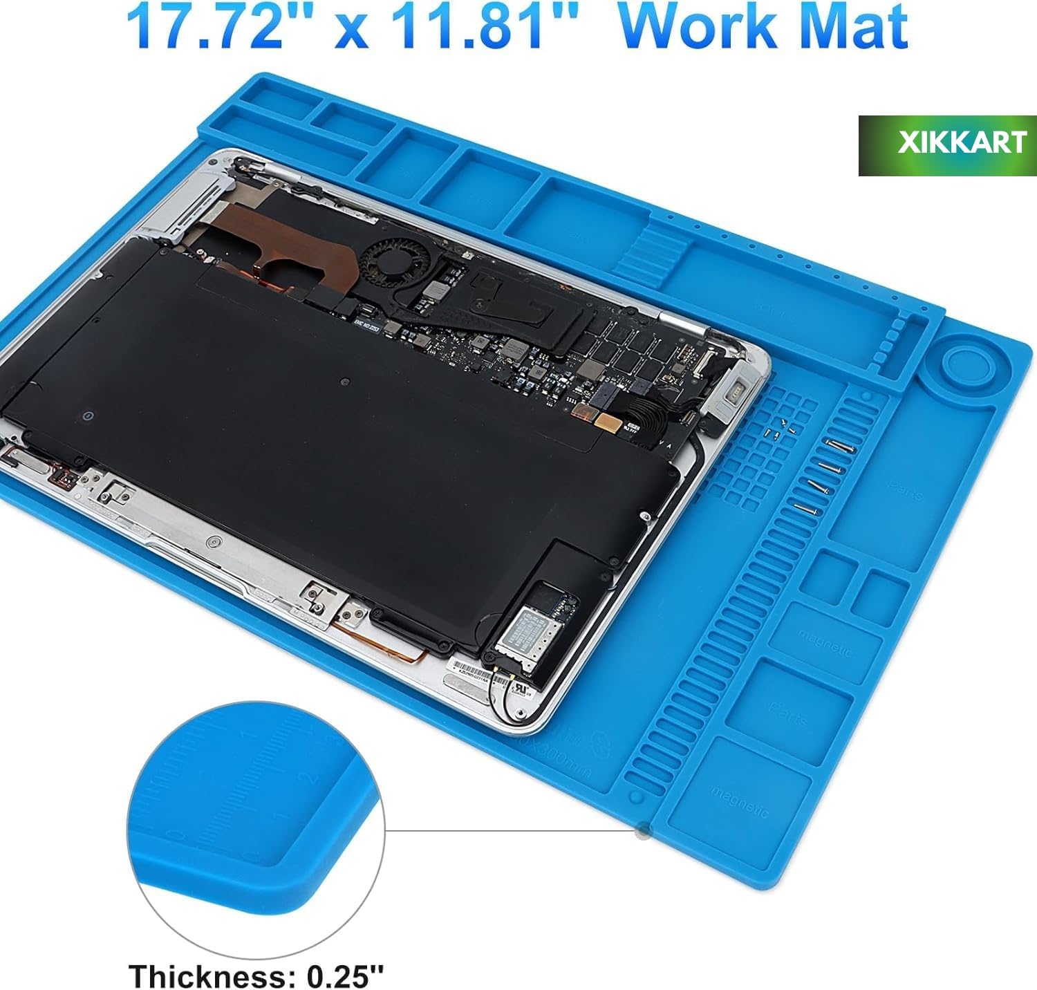 XIKKART Silicone Soldering Mat Heat Resistant up to 932°F – Large 17.8 x 11.8 inch Magnetic Work Mat for Electronics Repair, Cell Phone, Laptop, Computer, Soldering Station (Laptop Repairing Mat) - Image 6 thumbnail