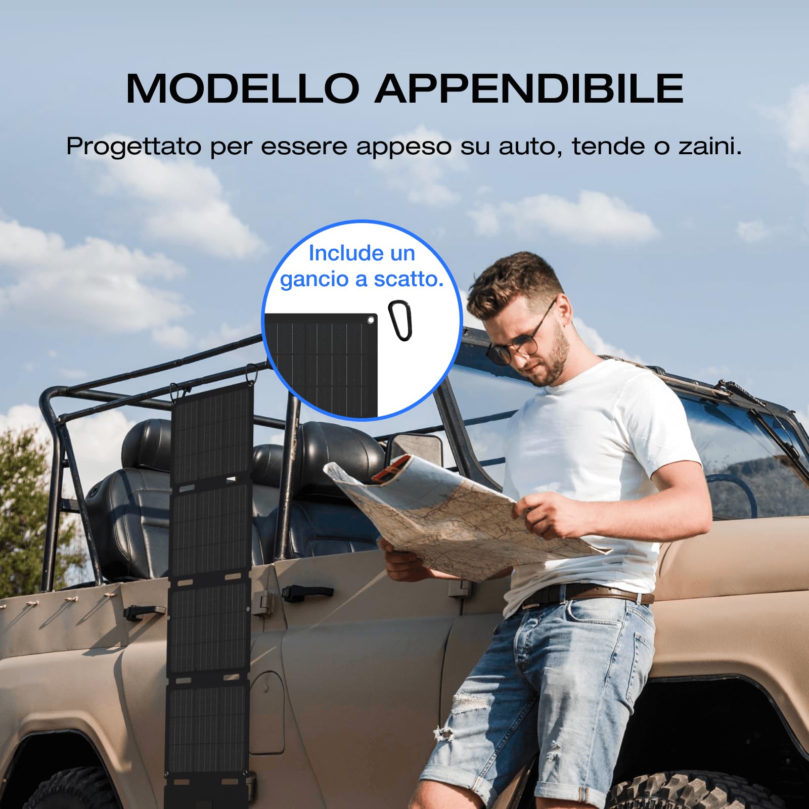 ECOFLOW Pannello solare portatile da 45 W, cella solare di tipo N con un'efficienza del 25%, grado di impermeabilità e resistenza alla polvere IP65, progettato per campeggio, zaini, minivan