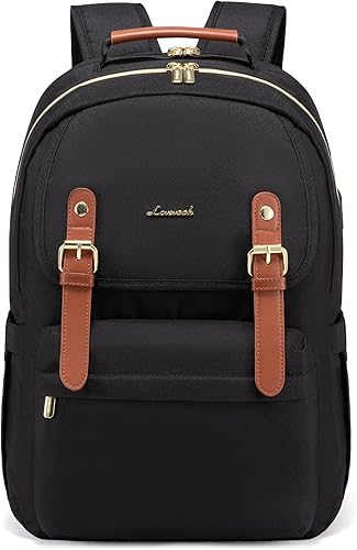 Miniatura 1 de LOVEVOOK Mochila para laptop para mujer, mochila de viaje informal para la universidad, Negro, marrón, Moda