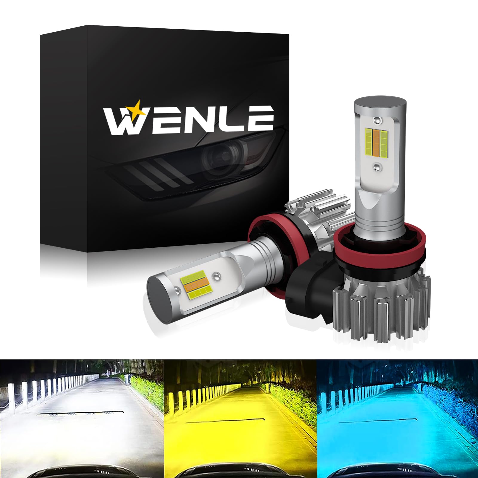 Amazon | WENLE H8/H9/H11/H16共用 LED フォグランプ 3色切り替え